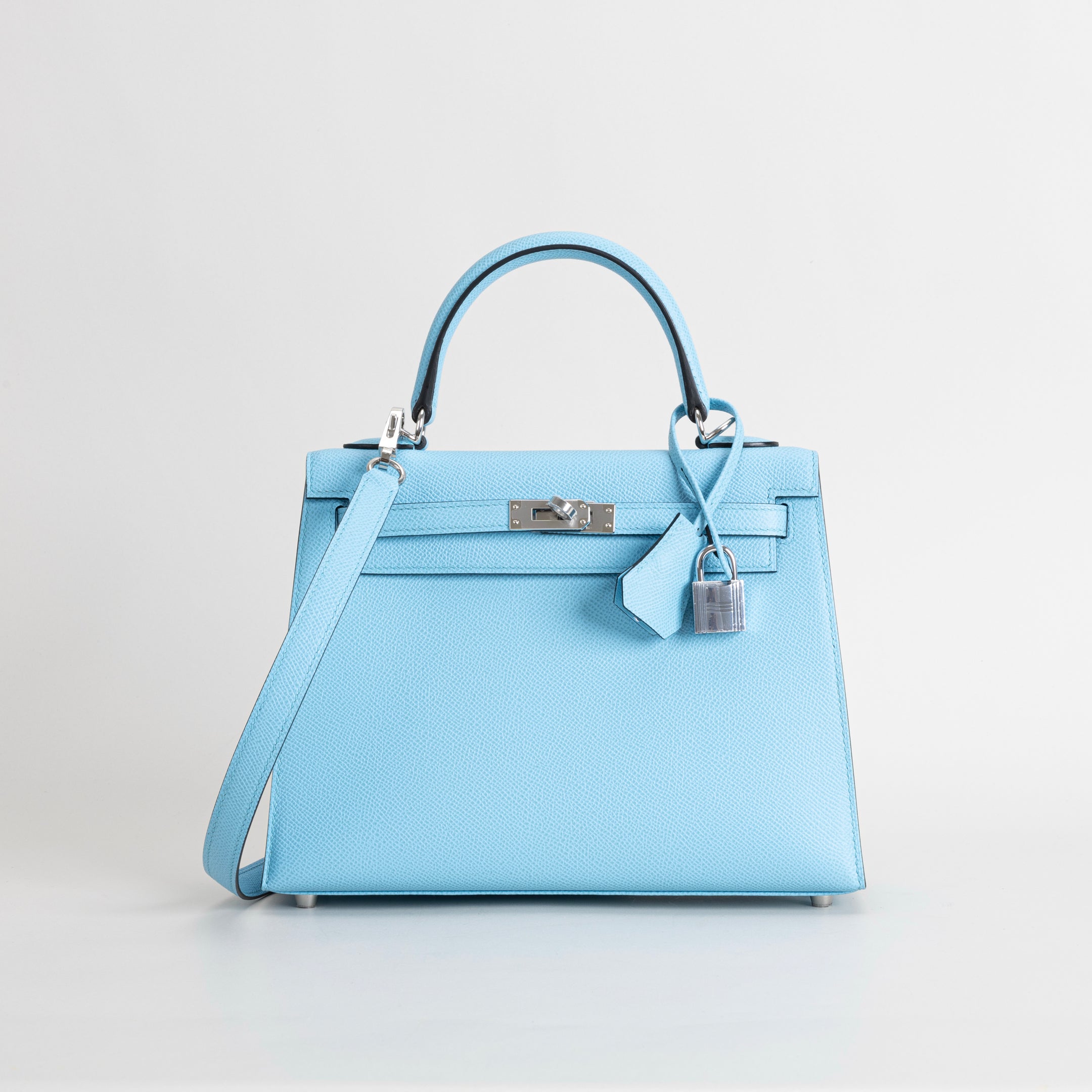 KELLY 25 EPSOM LEATHER CELESTE WITH PALLADIUM HARDWARE (PHW)