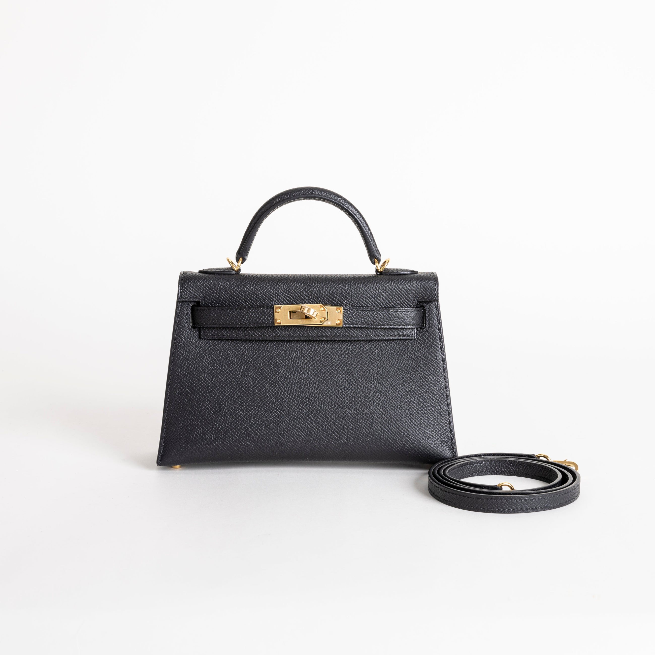 MINI KELLY II (20) EPSOM LEATHER NOIR (BLACK) WITH GOLD HARDWARE (GHW)