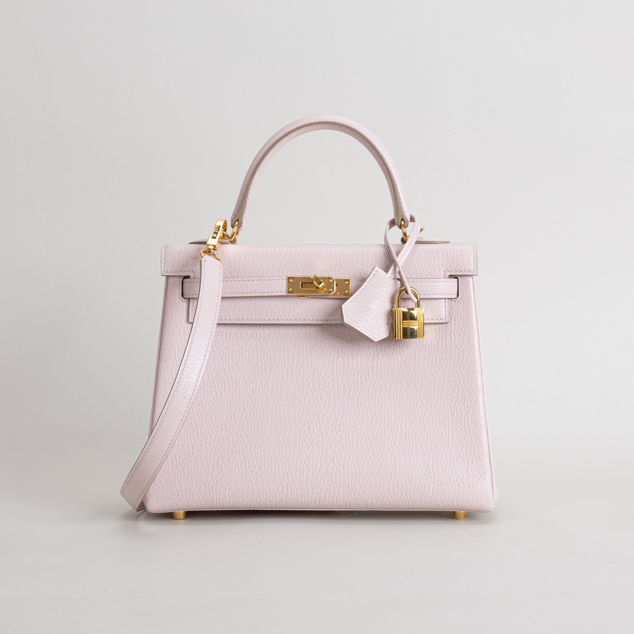 KELLY 25 CHEVRE LEATHER ROSE DARLING WITH GOLD HARDWARE (GHW)