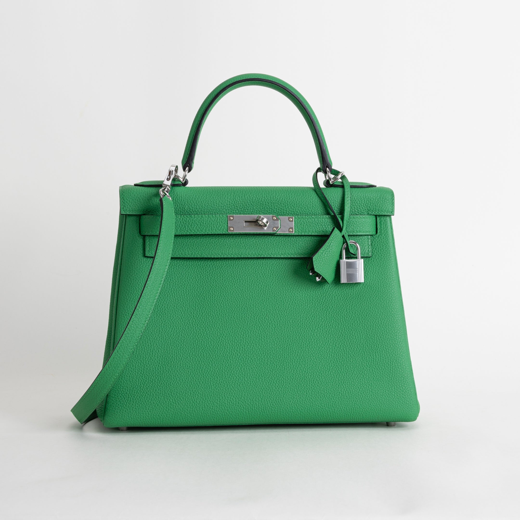 KELLY 28 TOGO LEATHER BAMBOO (GREEN) WITH PALLADIUM HARDWARE (PHW)