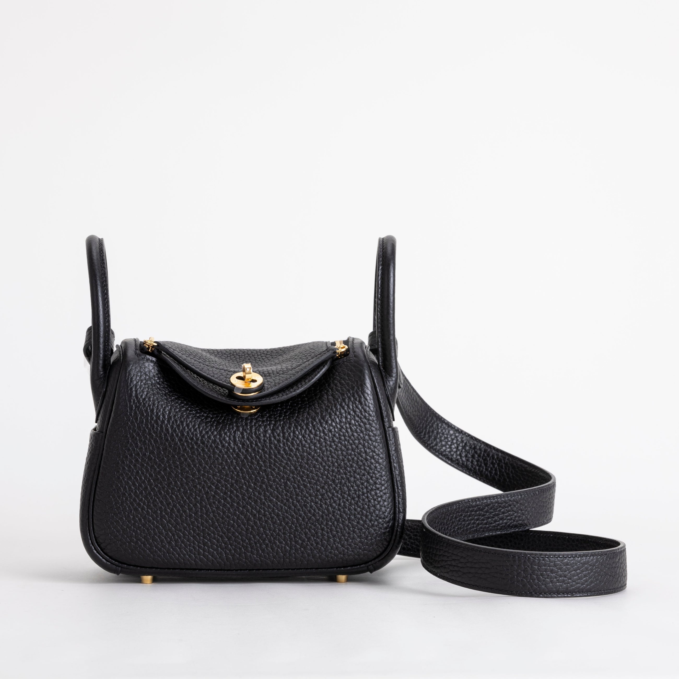 MINI LINDY 20 CLEMENCE LEATHER NOIR (BLACK) WITH GOLD HARDWARE (GHW)