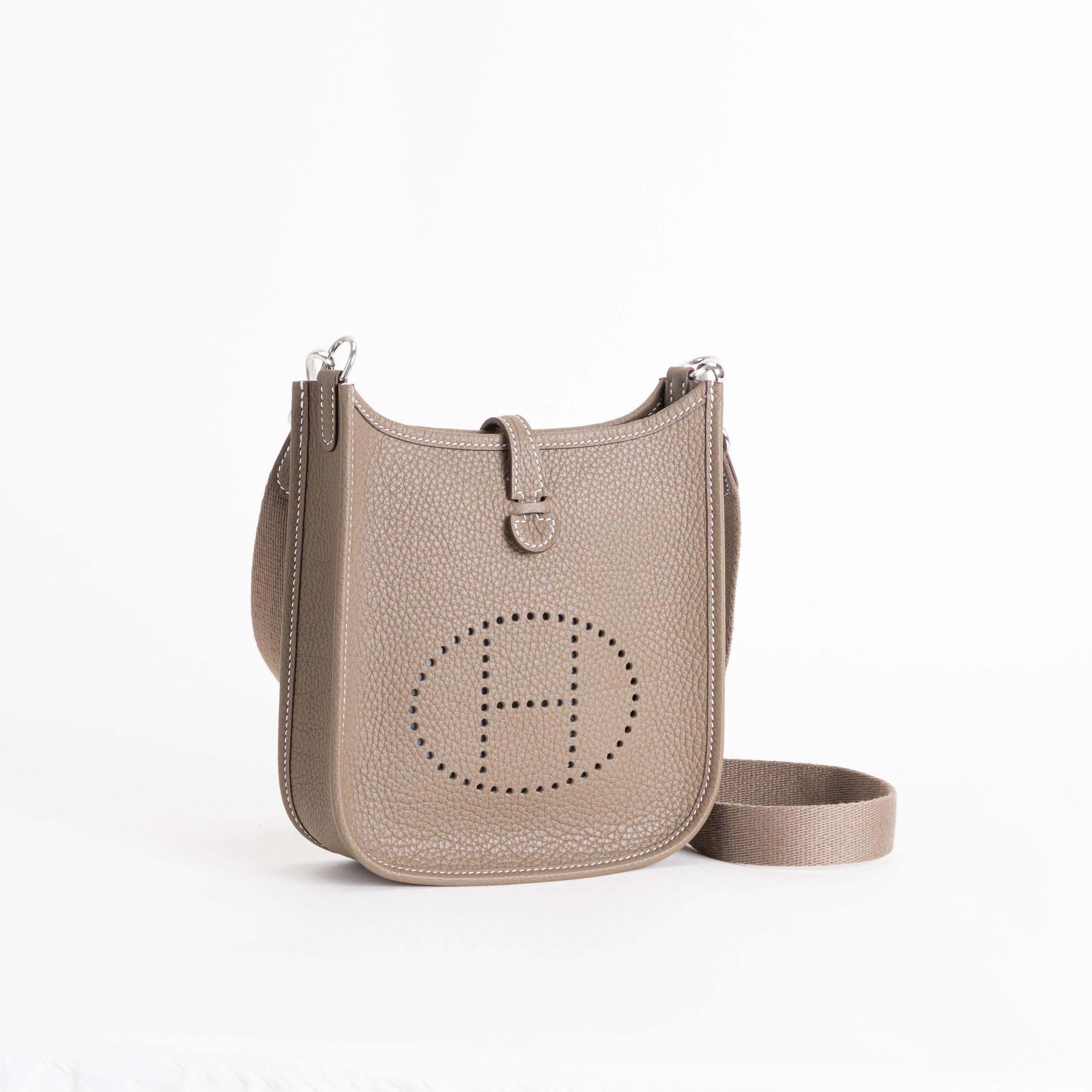 MINI EVELYNE (TPM) CLEMENCE LEATHER ETOUPE WITH PALLADIUM HARDWARE (PHW)