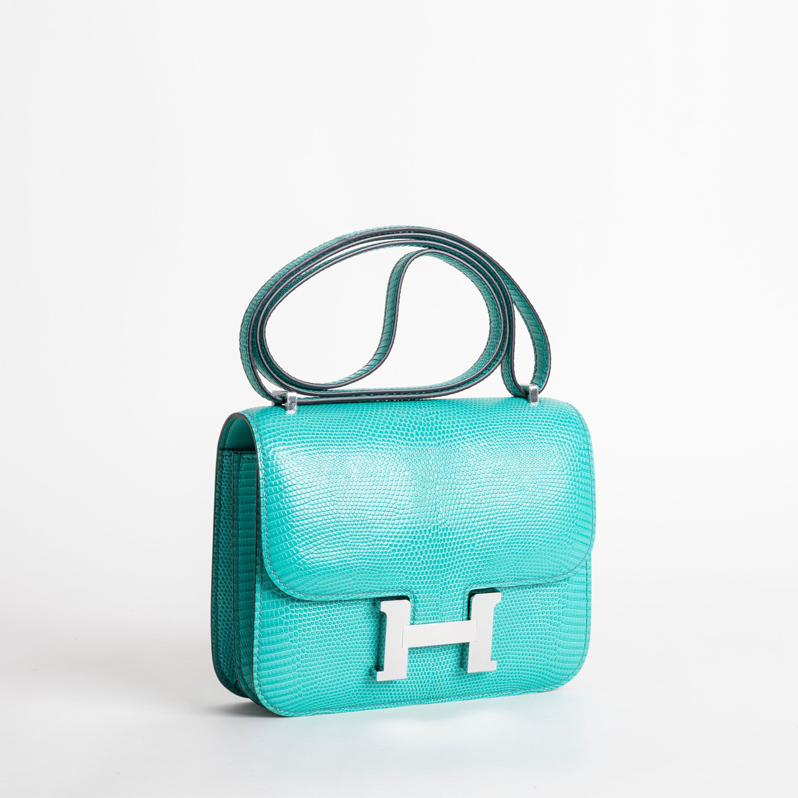 CONSTANCE 18 (MINI) LIZARD LEATHER MENTHE WITH PALLADIUM HARDWARE (PHW)