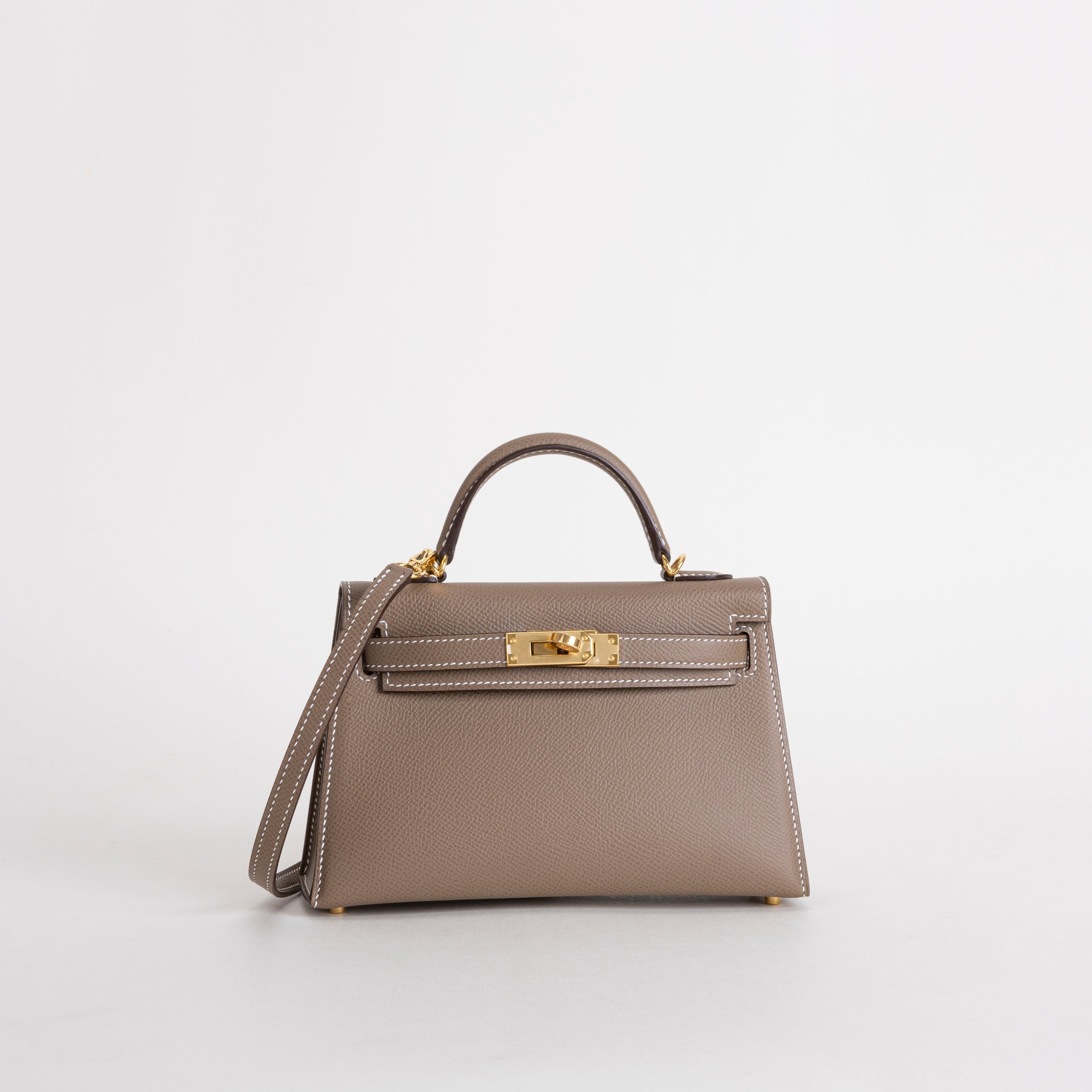 MINI KELLY II (20) EPSOM LEATHER ETOUPE WITH GOLD HARDWARE (GHW)