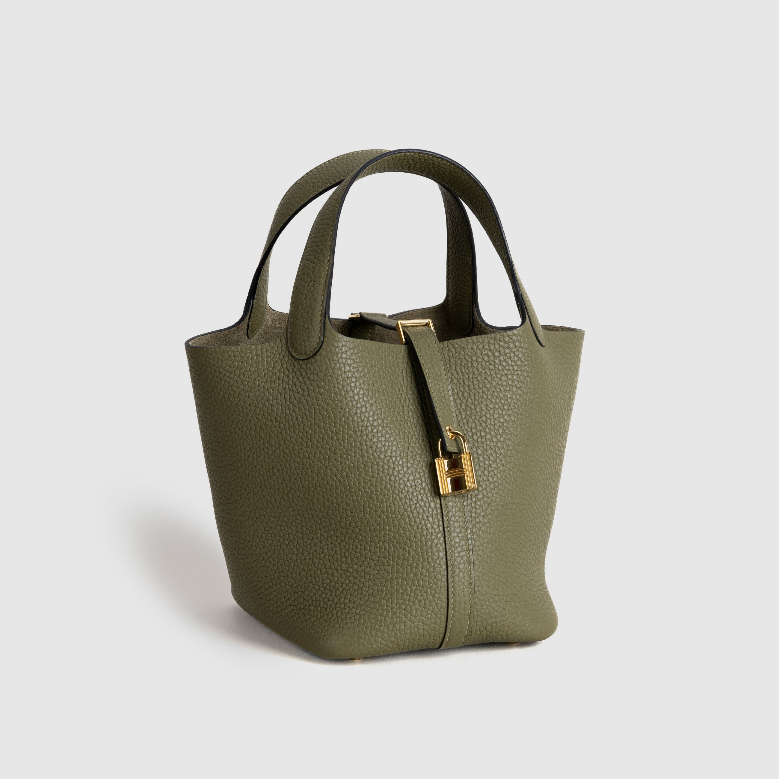 PICOTIN 18 LOCK CLEMENCE LEATHER VERT OLIVE WITH GOLD HARDWARE (GHW)