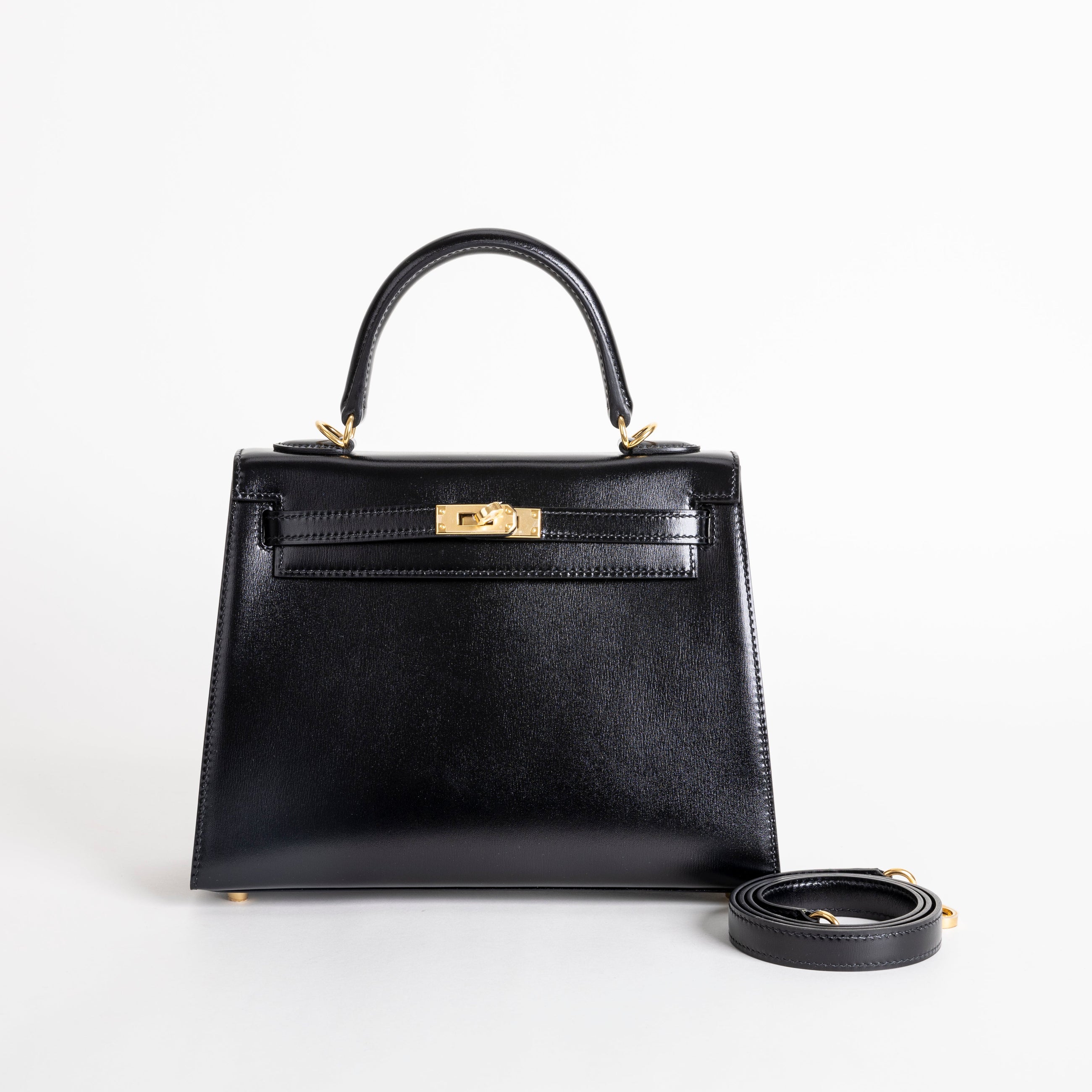 KELLY 25 BLACK BOX CALF LEATHER WITH GOLD HARDWARE (GHW)