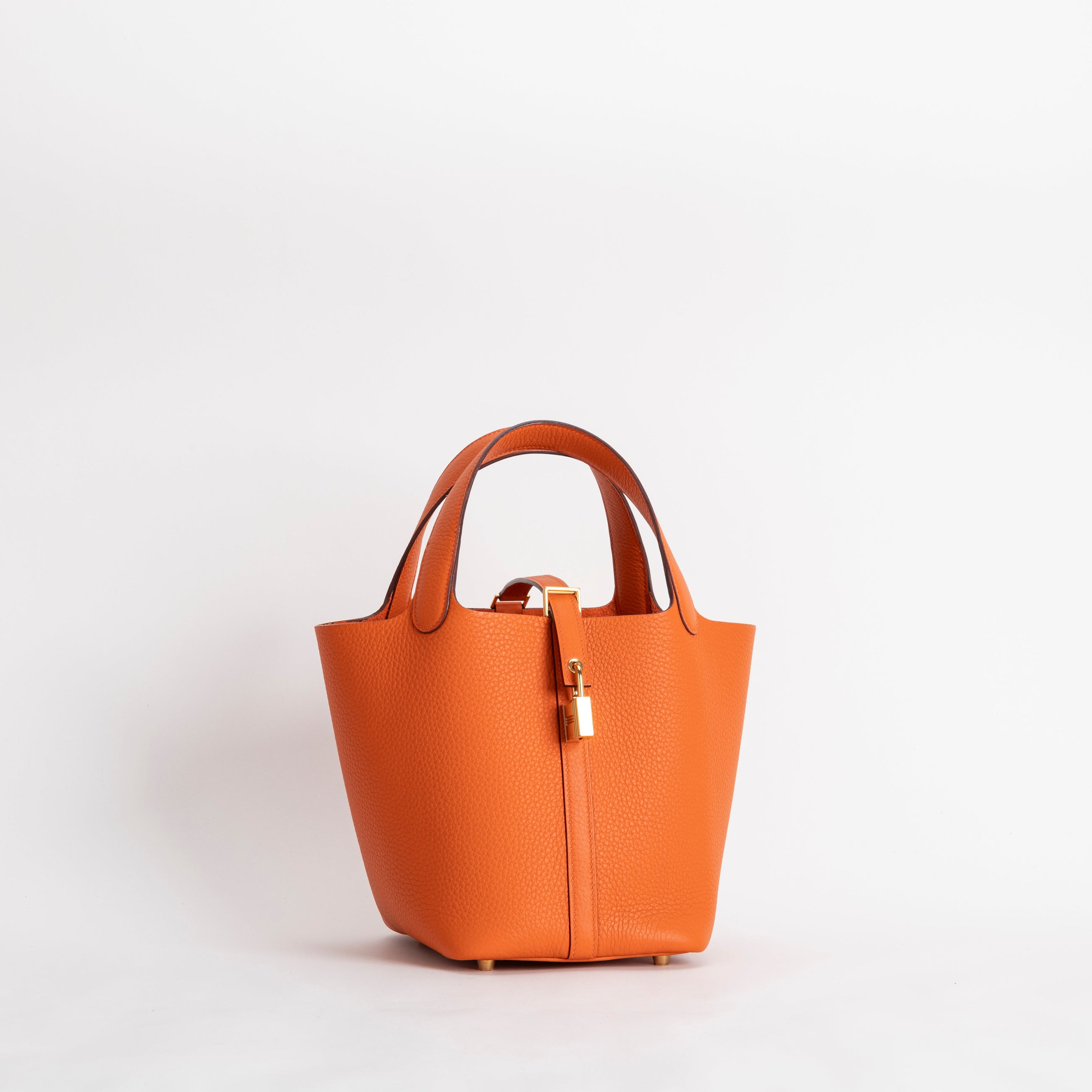 PICOTIN 18 LOCK CLEMENCE LEATHER ORANGE WITH GOLD HARDWARE (GHW)