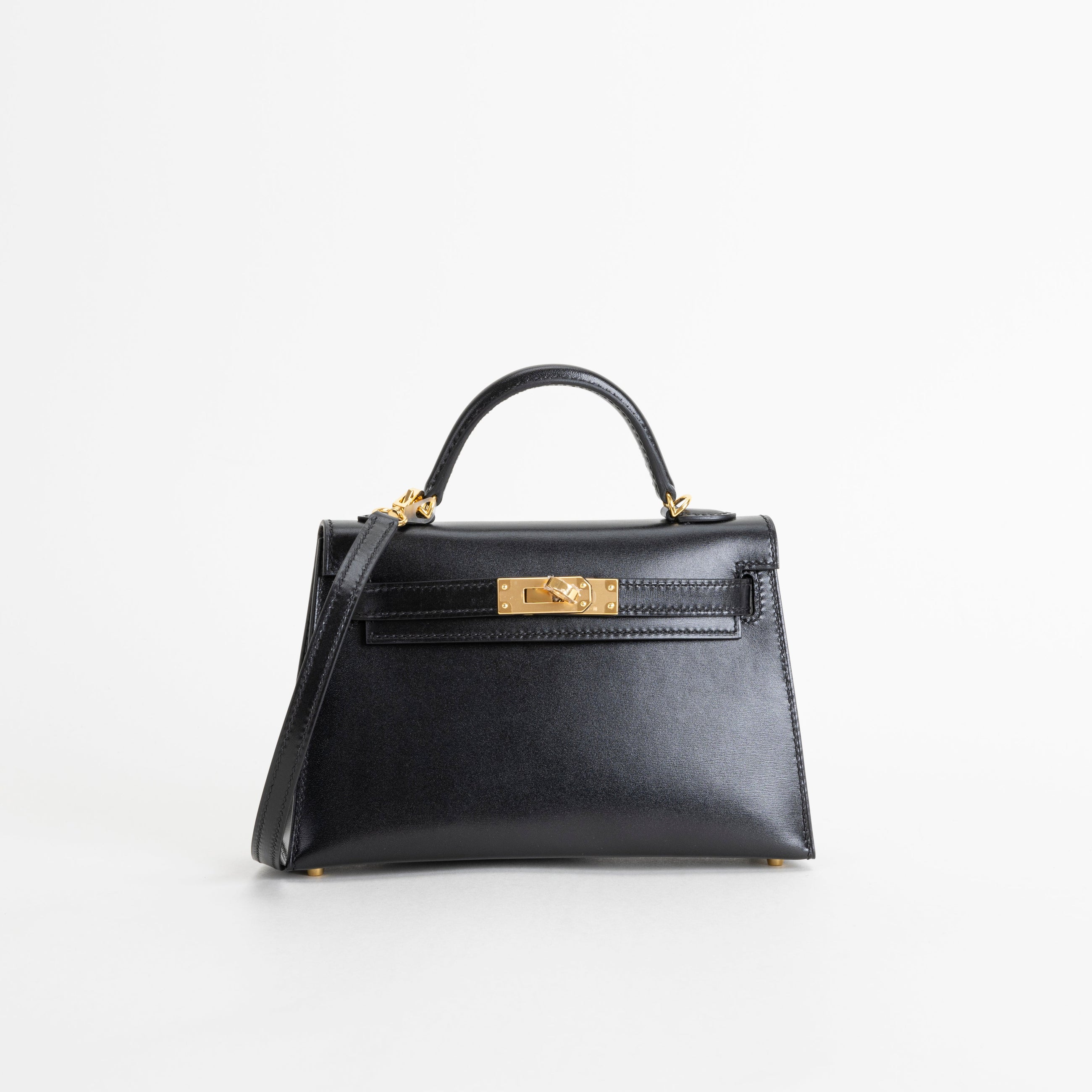 MINI KELLY II (20) BLACK BOX CALF LEATHER WITH GOLD HARDWARE (GHW)
