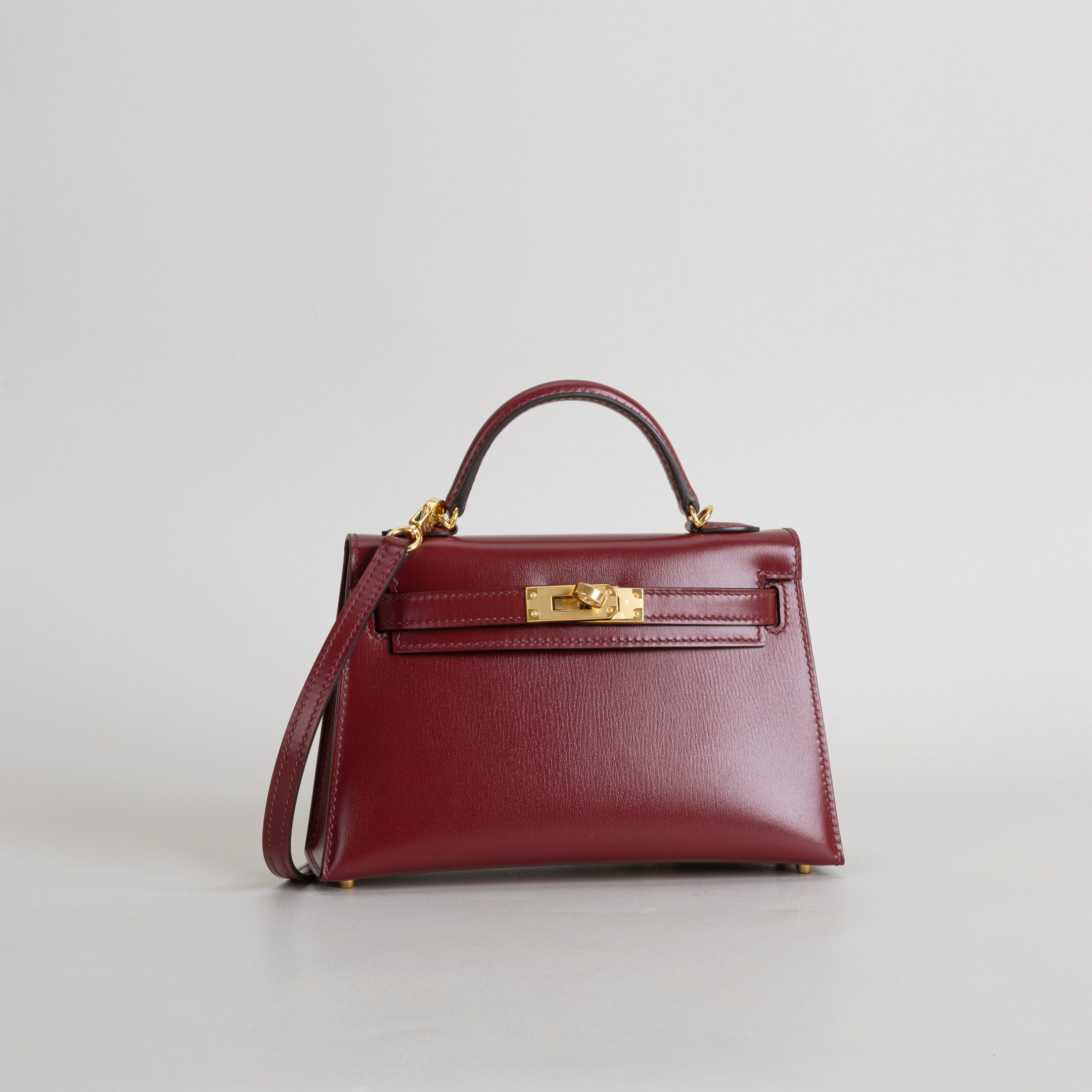 MINI KELLY II (20) BOX CALF LEATHER ROUGE H WITH GOLD HARDWARE (GHW)
