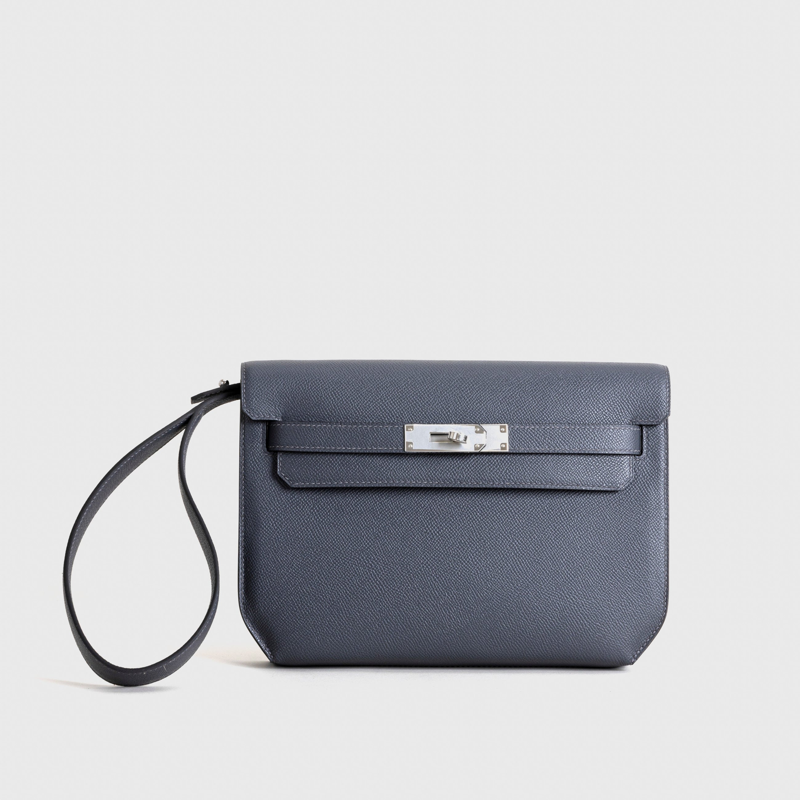 KELLY DEPECHES 25 EPSOM LEATHER GRIS MISTY WITH PALLADIUM HARDWARE (PHW)