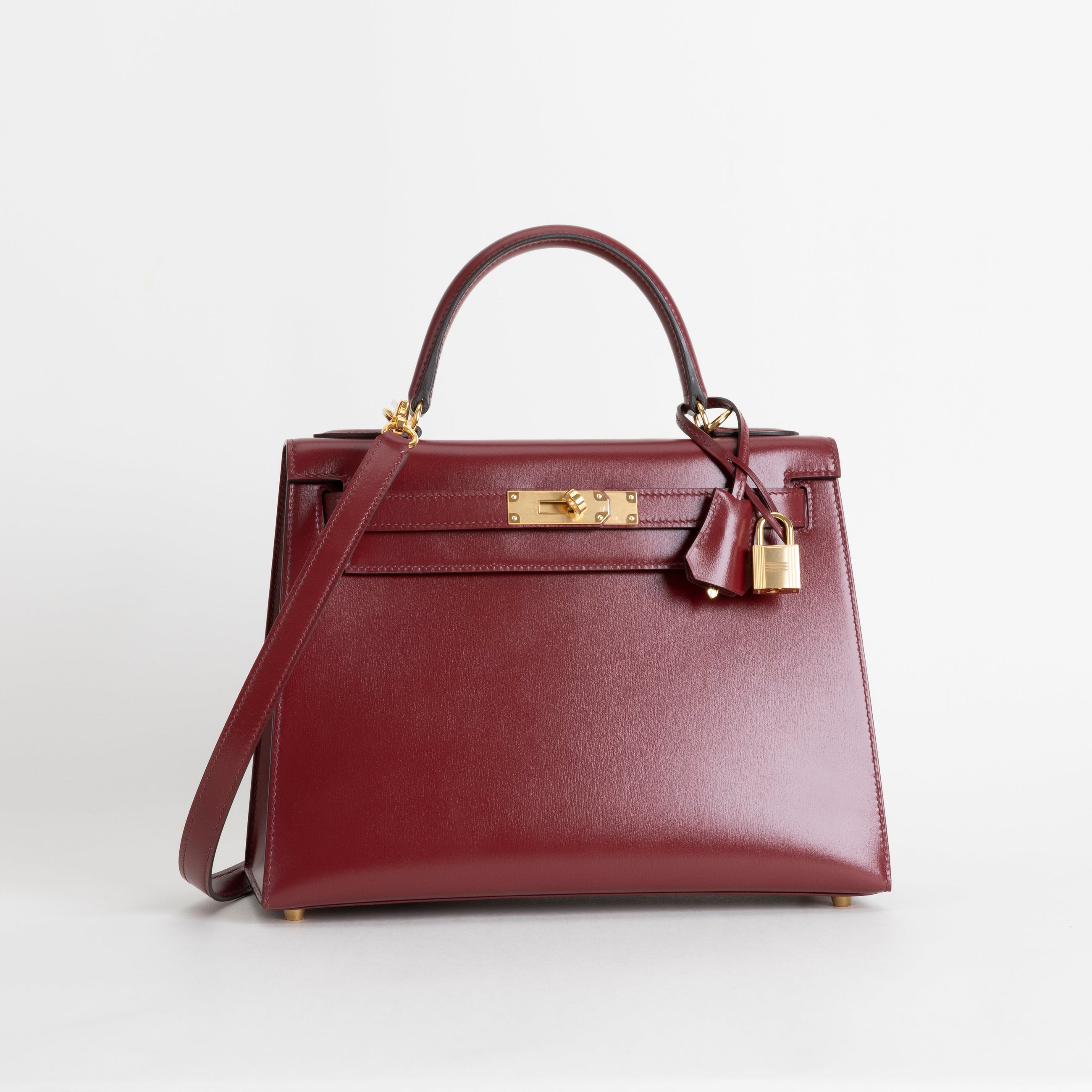 KELLY 28 BOX CALF LEATHER ROUGE H WITH GOLD HARDWARE (GHW)