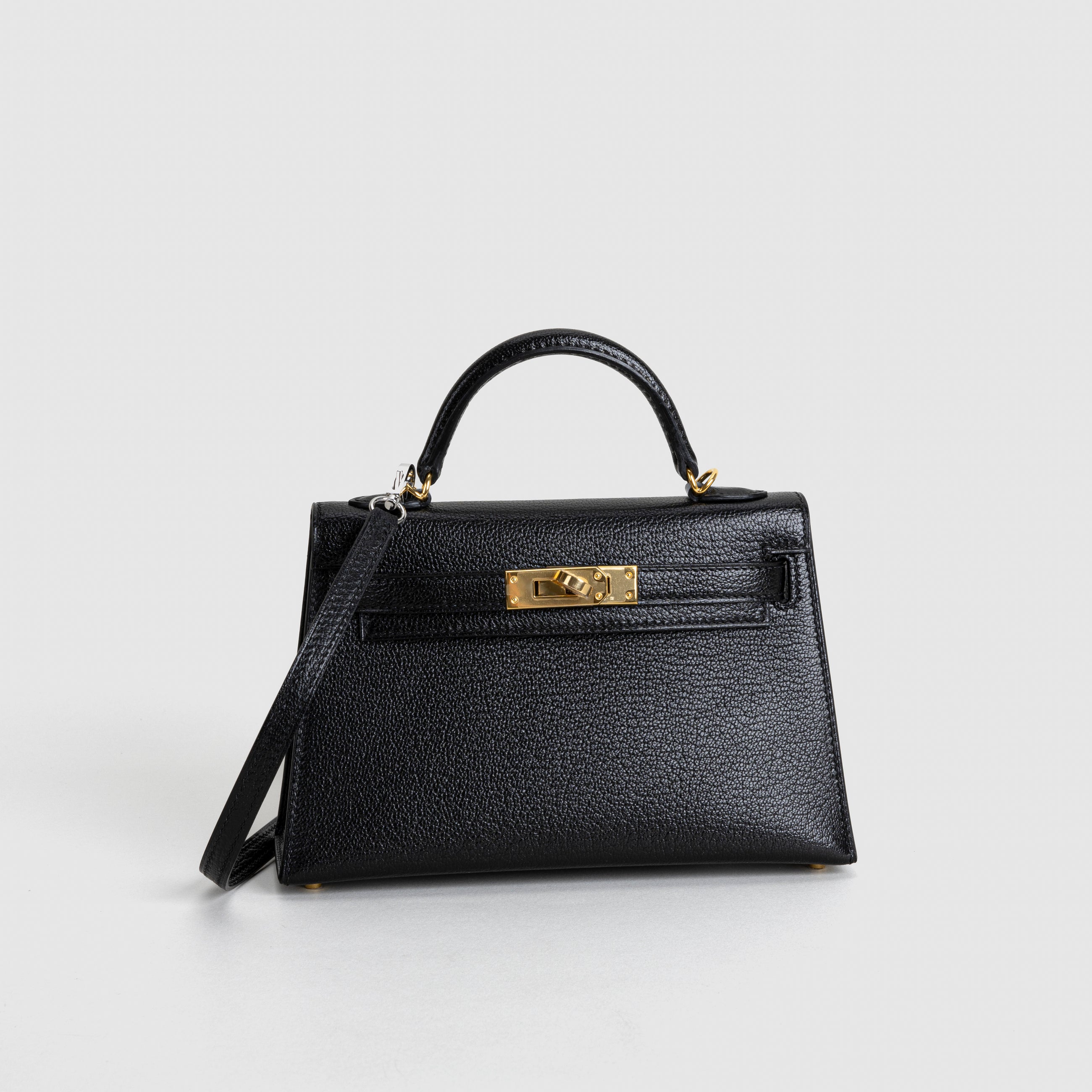 MINI KELLY II (20) CHEVRE LEATHER NOIR (BLACK) WITH GOLD HARDWARE (GHW)