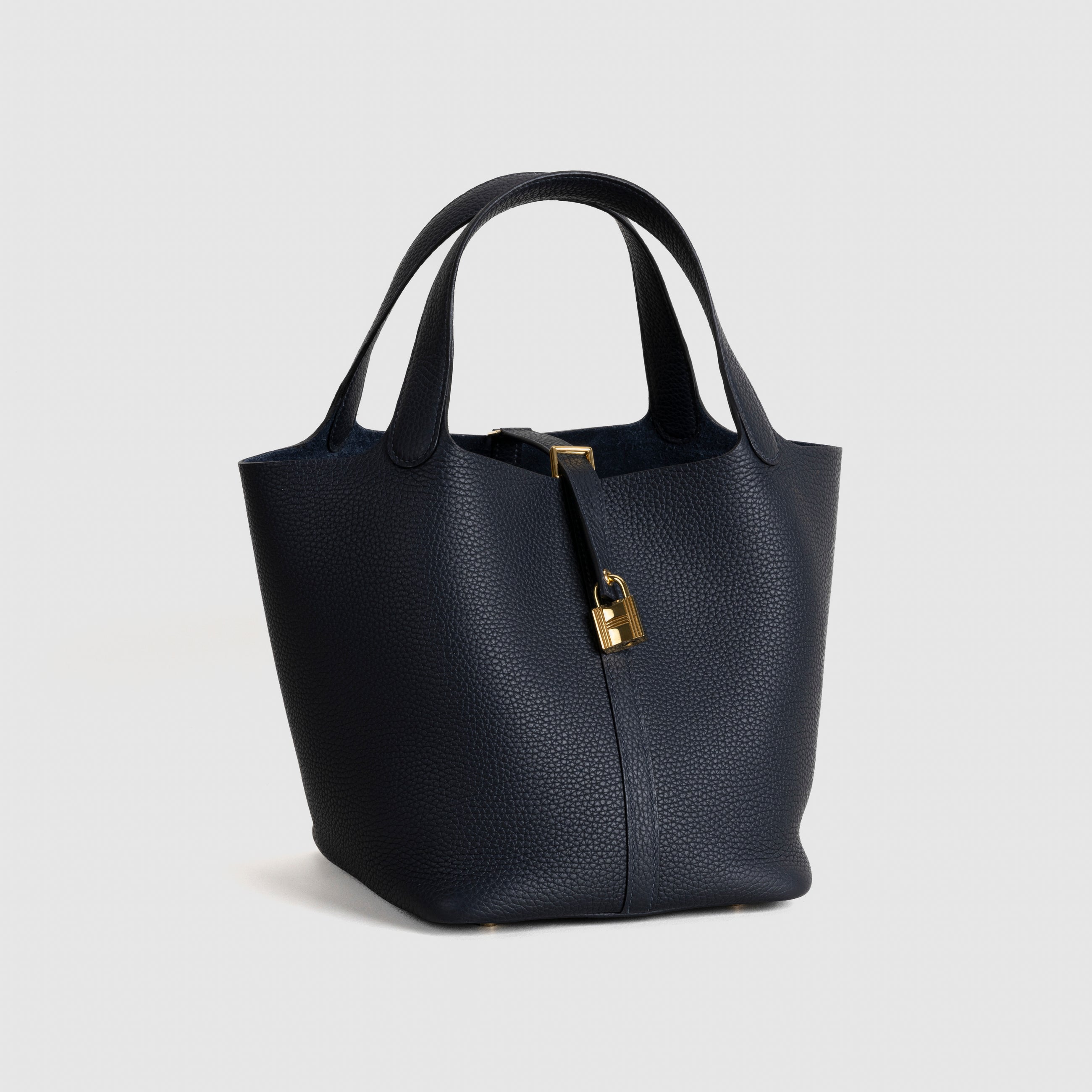 PICOTIN 22 LOCK CLEMENCE LEATHER BLEU NUIT WITH GOLD HARDWARE (GHW)