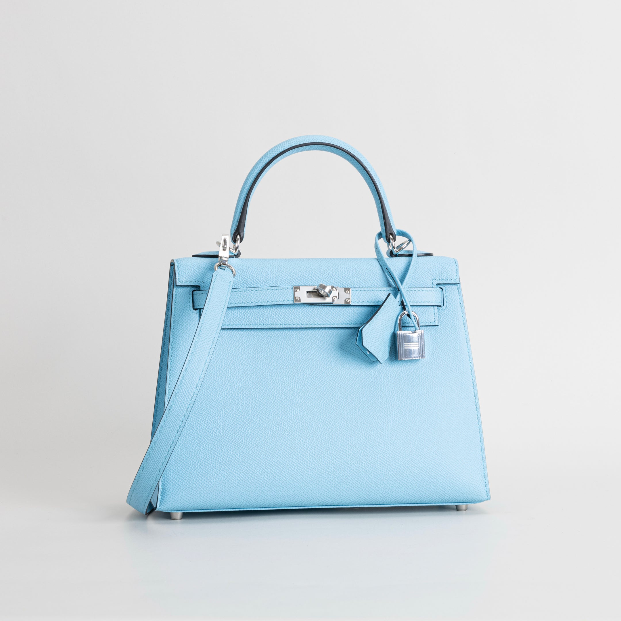 KELLY 25 EPSOM LEATHER CELESTE WITH PALLADIUM HARDWARE (PHW)