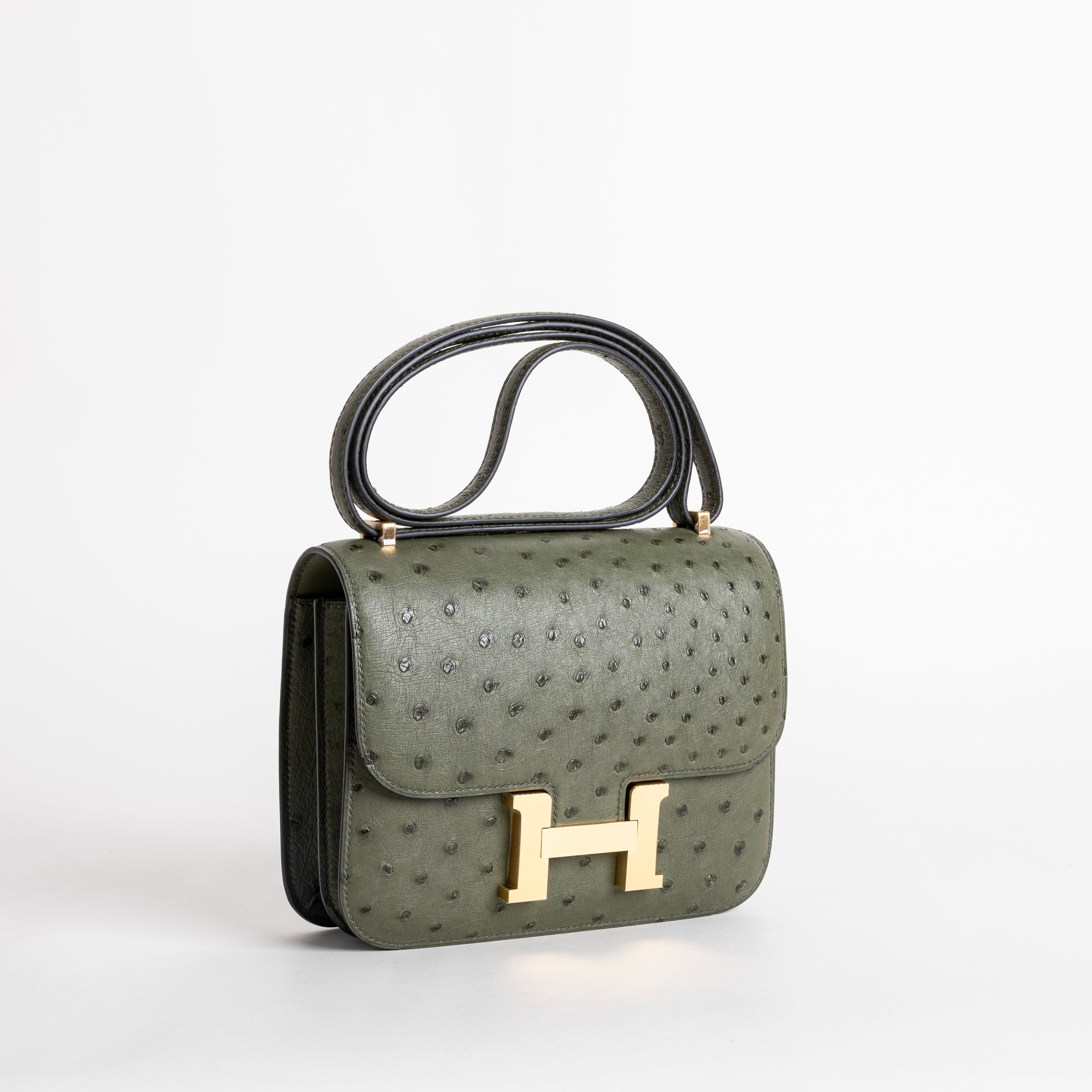 CONSTANCE 18 (MINI) OSTRICH LEATHER VERT CYPRES WITH GOLD HARDWARE (GHW)