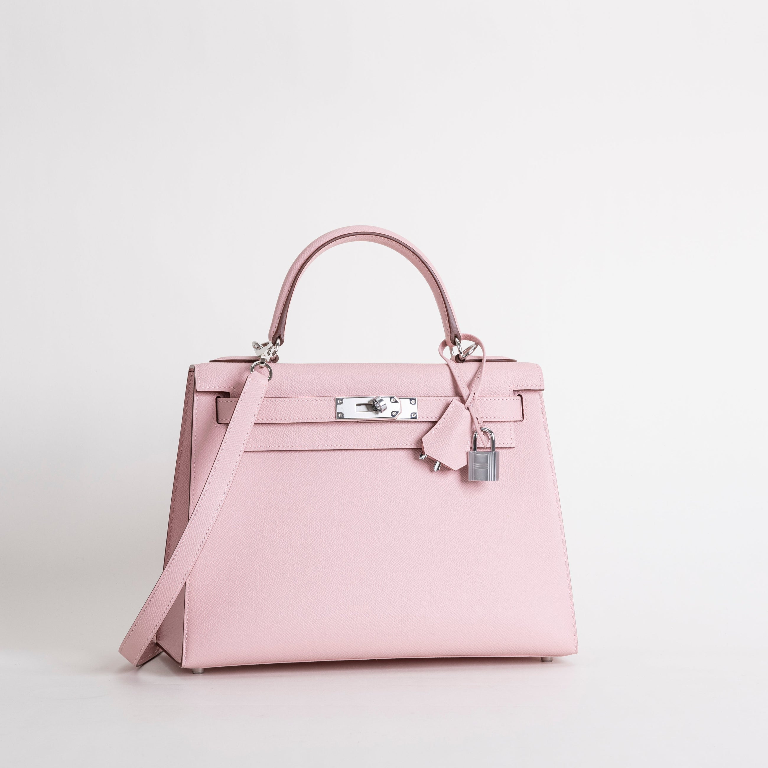 KELLY 28 EPSOM LEATHER ROSE SAKURA WITH PALLADIUM HARDWARE (PHW)