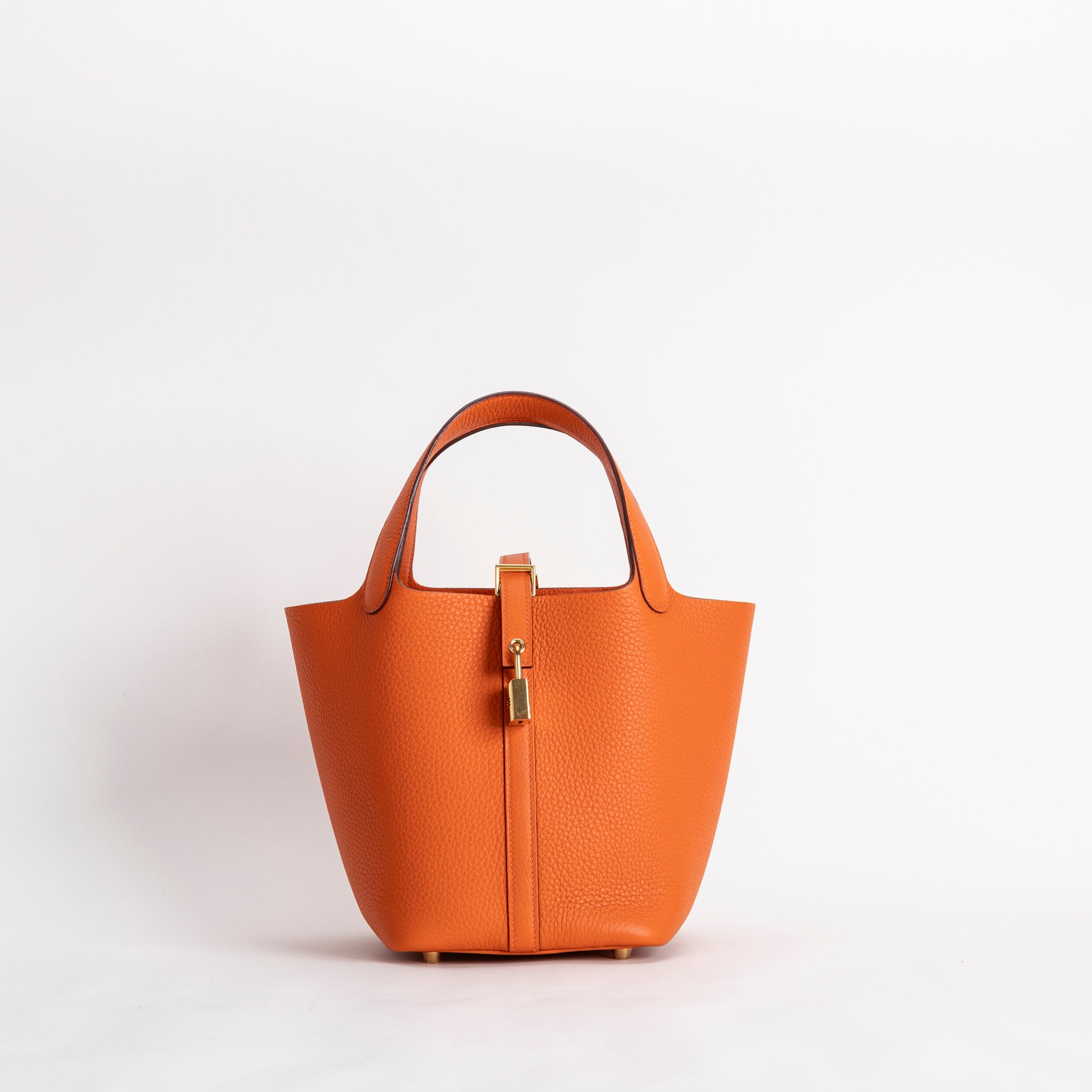 PICOTIN 18 LOCK CLEMENCE LEATHER ORANGE WITH GOLD HARDWARE (GHW)