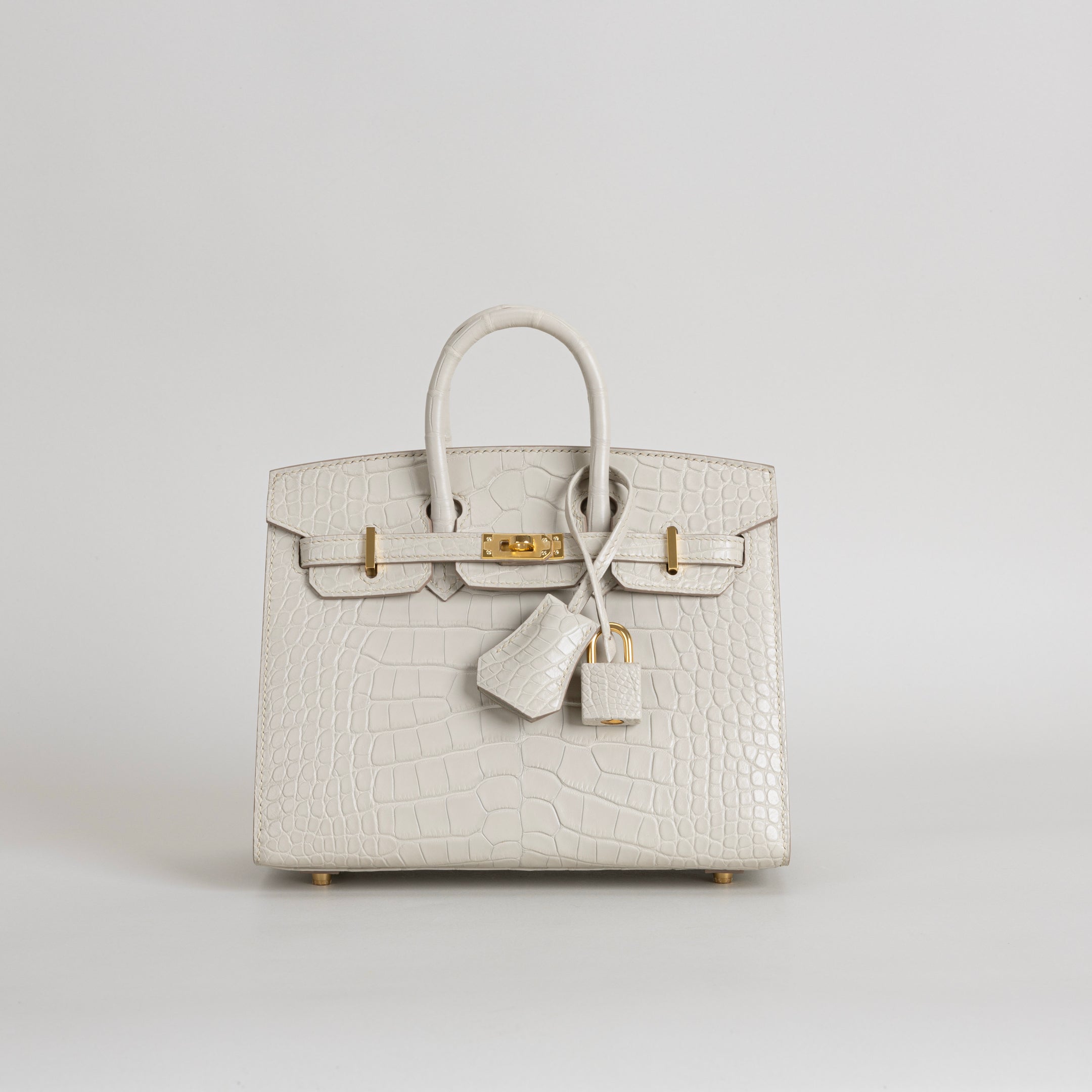 BIRKIN 20 (SELLIER SHAPE) MATTE MISSISSIPPIENSIS ALLIGATOR LEATHER BETON WITH GOLD HARDWARE (GHW)