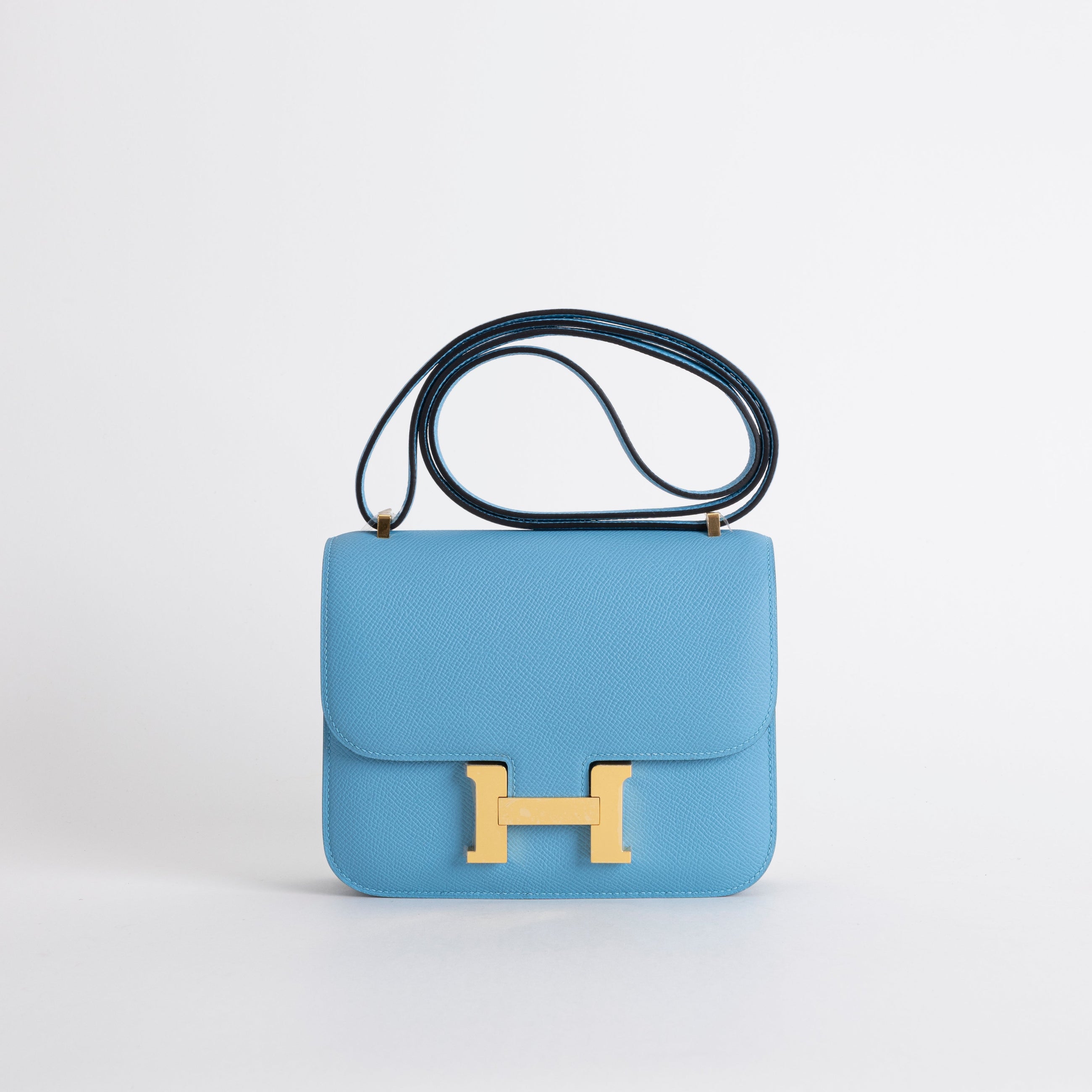 CONSTANCE 18 (MINI) EPSOM LEATHER BLEU DU NORD WITH GOLD HARDWARE (GHW)