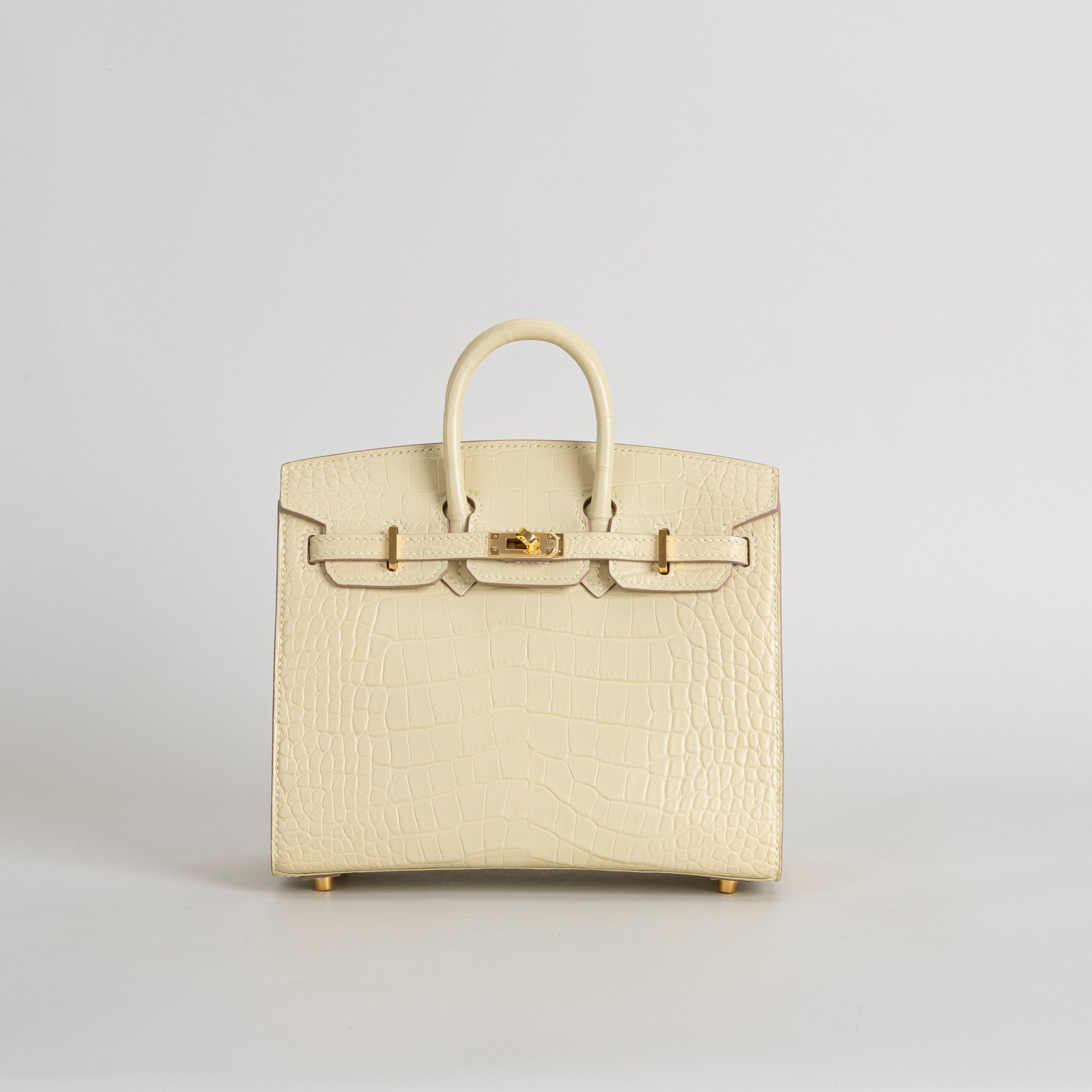 BIRKIN 20 (SELLIER SHAPE) MATTE MISSISSIPPIENSIS ALLIGATOR LEATHER VANILLA WITH GOLD HARDWARE (GHW)