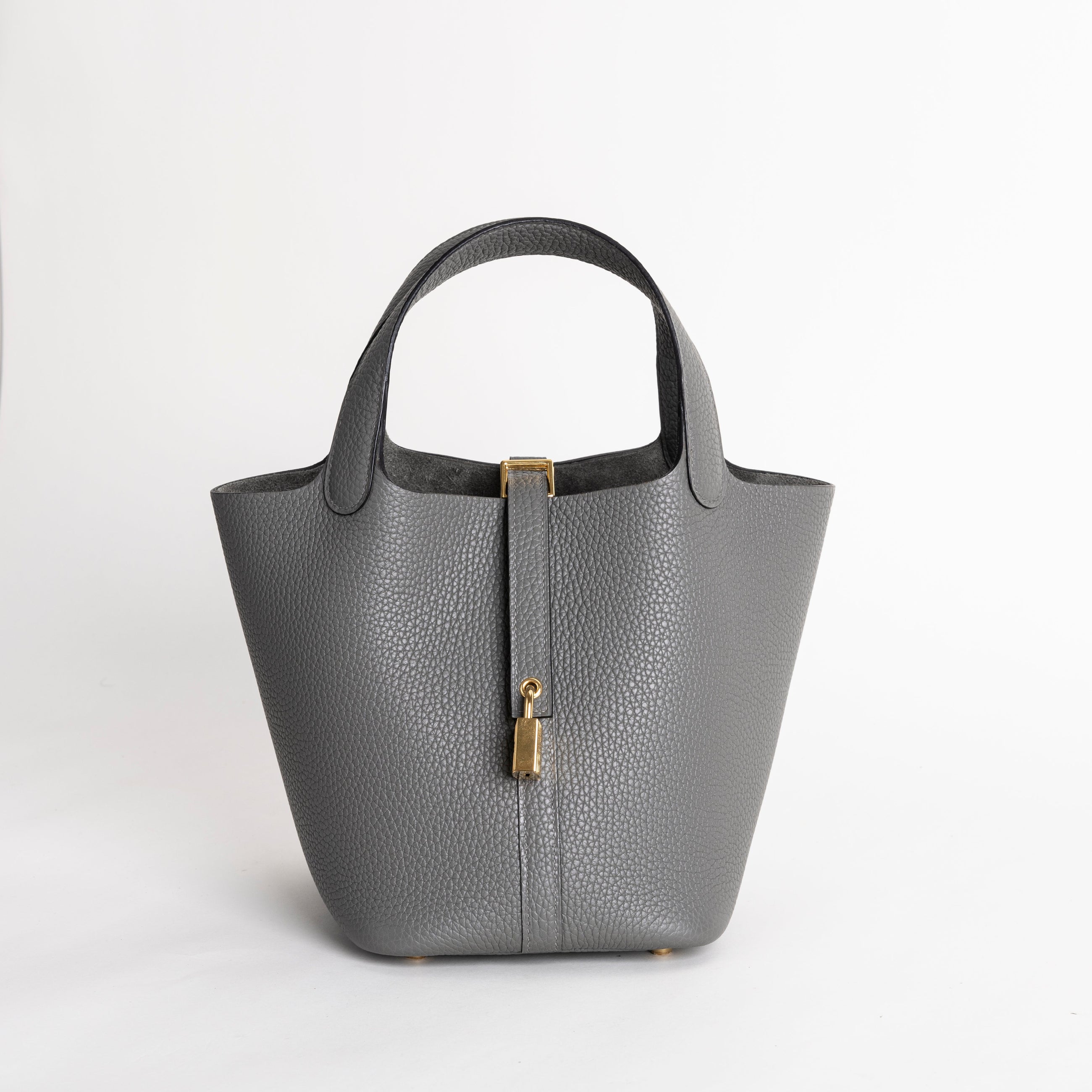 PICOTIN 18 LOCK CLEMENCE LEATHER GRIS MEYER WITH GOLD HARDWARE (GHW)