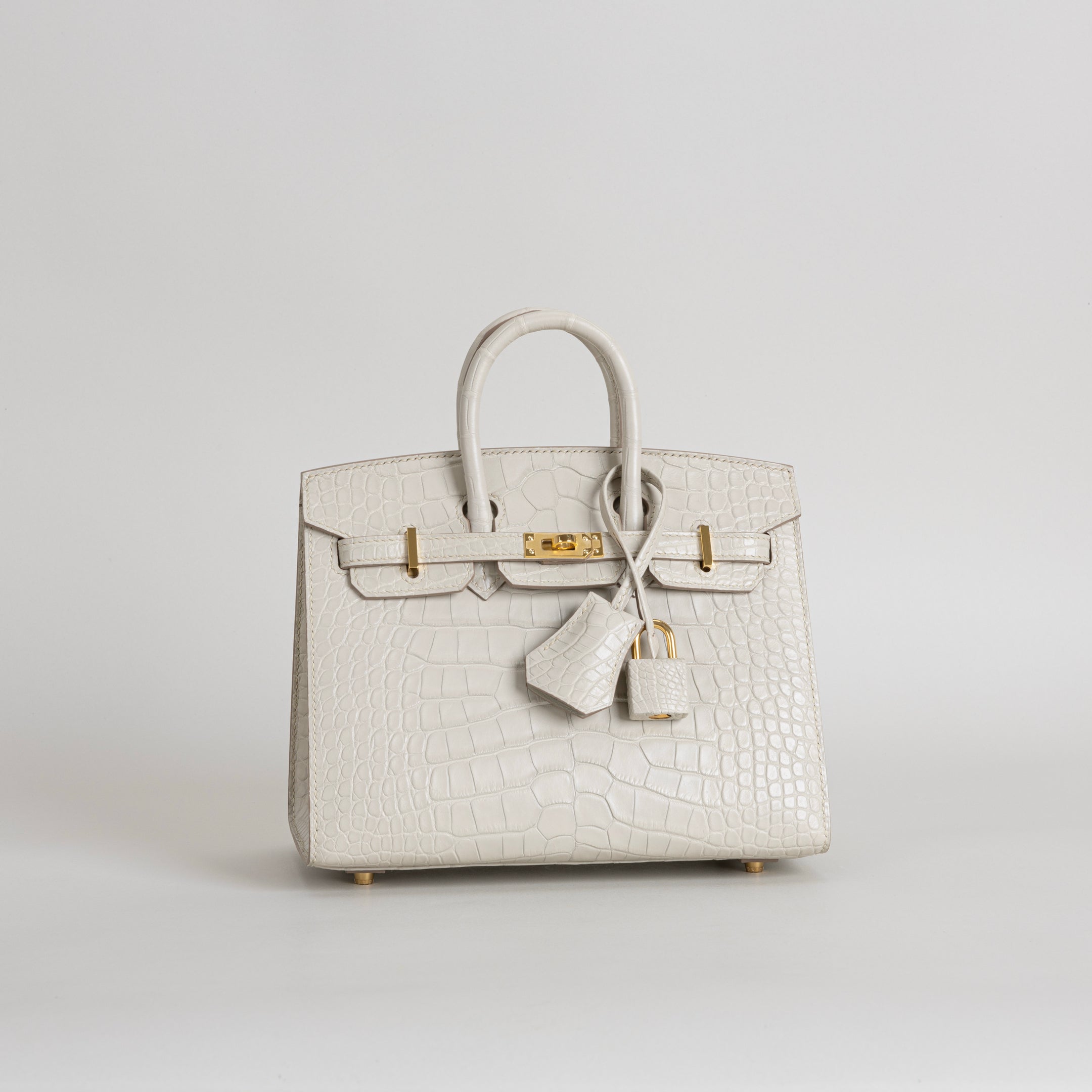 BIRKIN 20 (SELLIER SHAPE) MATTE MISSISSIPPIENSIS ALLIGATOR LEATHER BETON WITH GOLD HARDWARE (GHW)