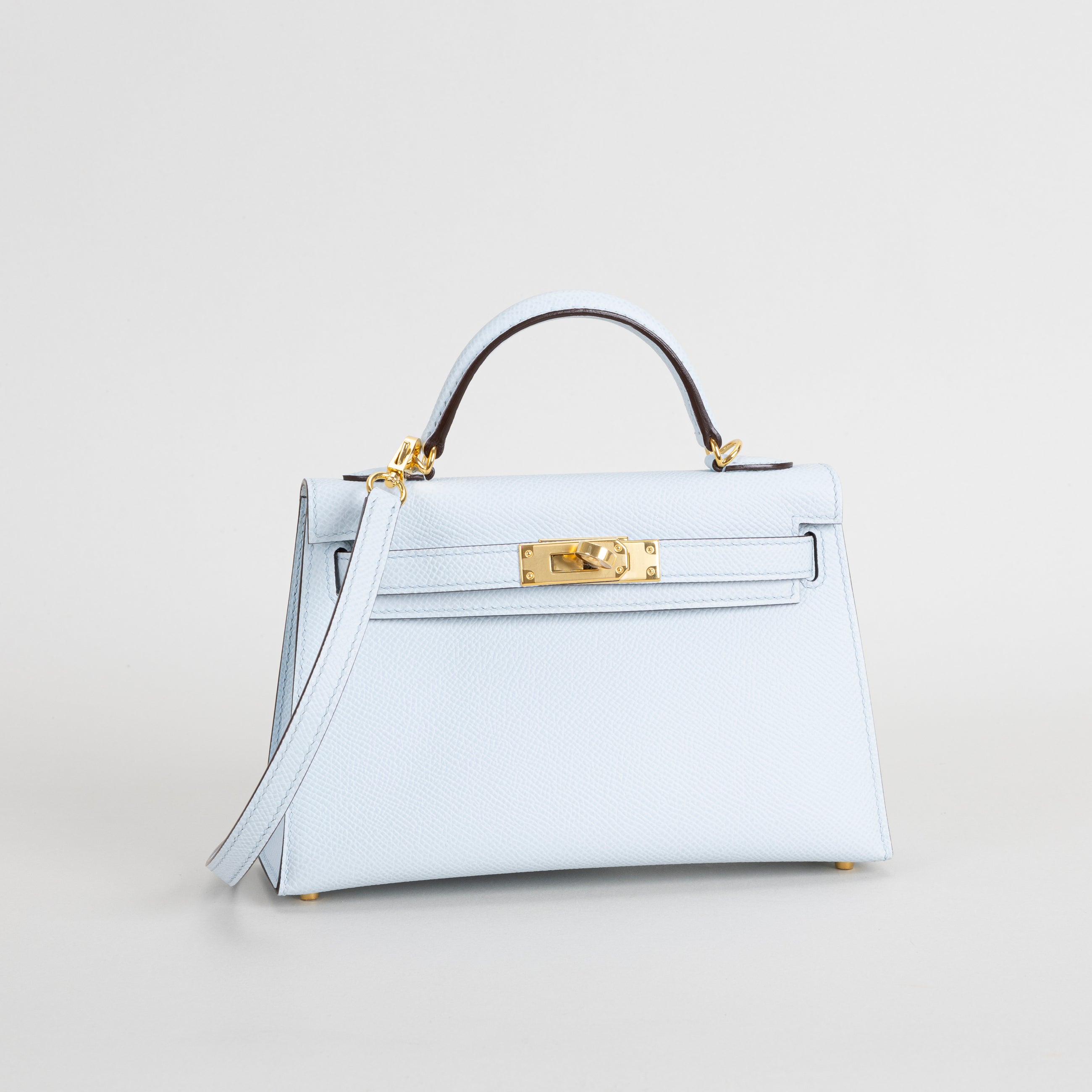 MINI KELLY II (20) EPSOM LEATHER BLEU BRUME WITH GOLD HARDWARE (GHW)