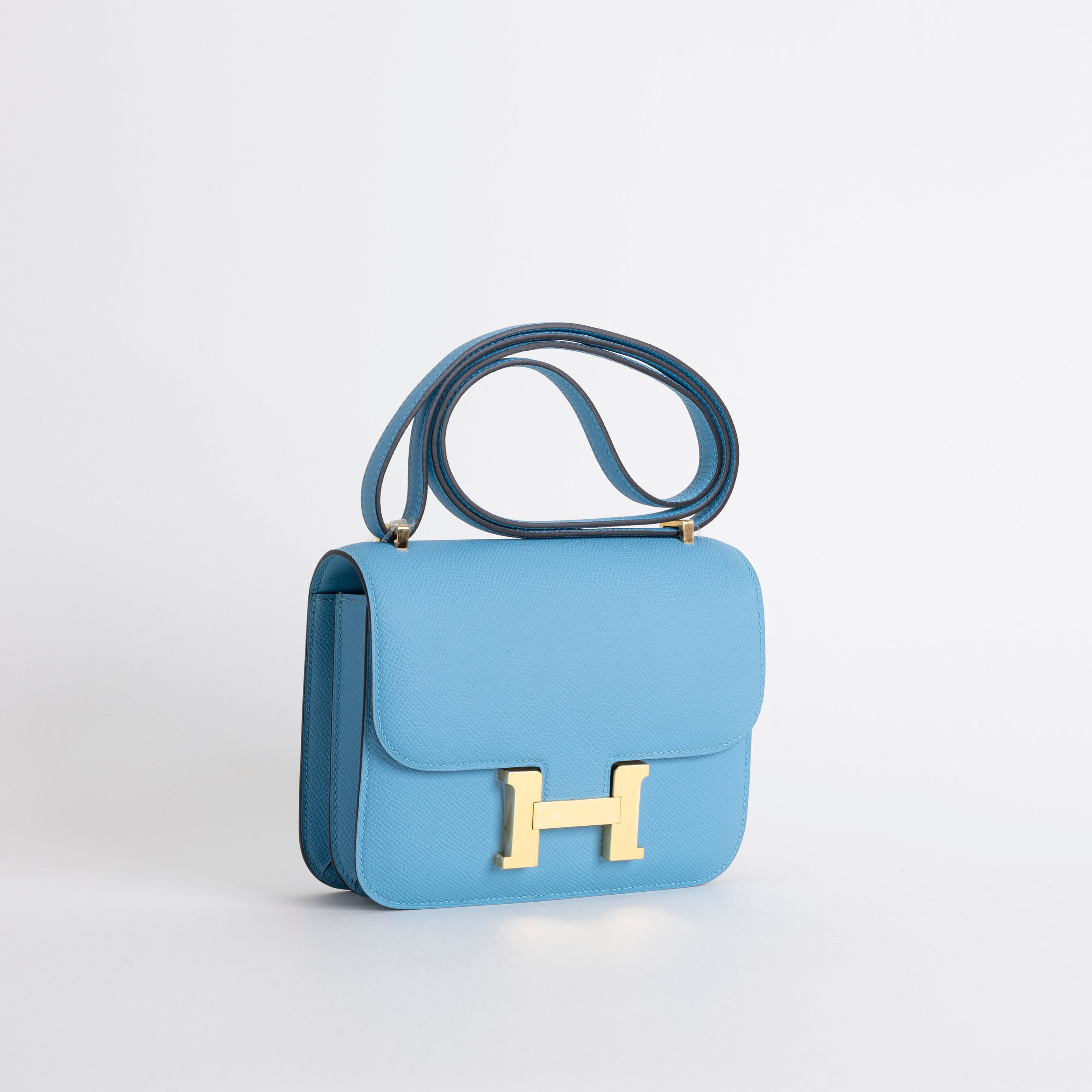 CONSTANCE 18 (MINI) EPSOM LEATHER BLEU DU NORD WITH GOLD HARDWARE (GHW)