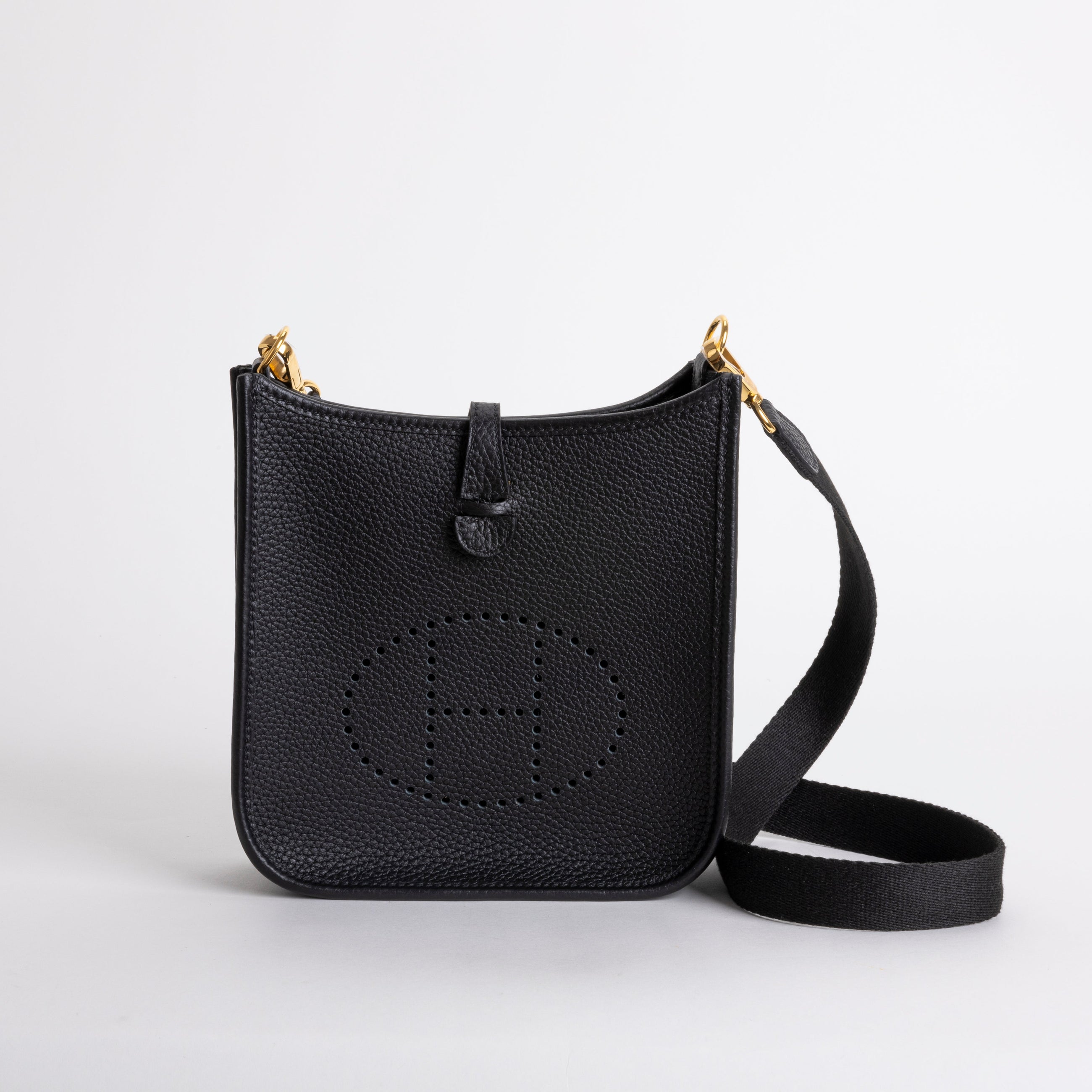MINI EVELYNE (TPM) CLEMENCE LEATHER NOIR (BLACK) WITH GOLD HARDWARE (GHW)