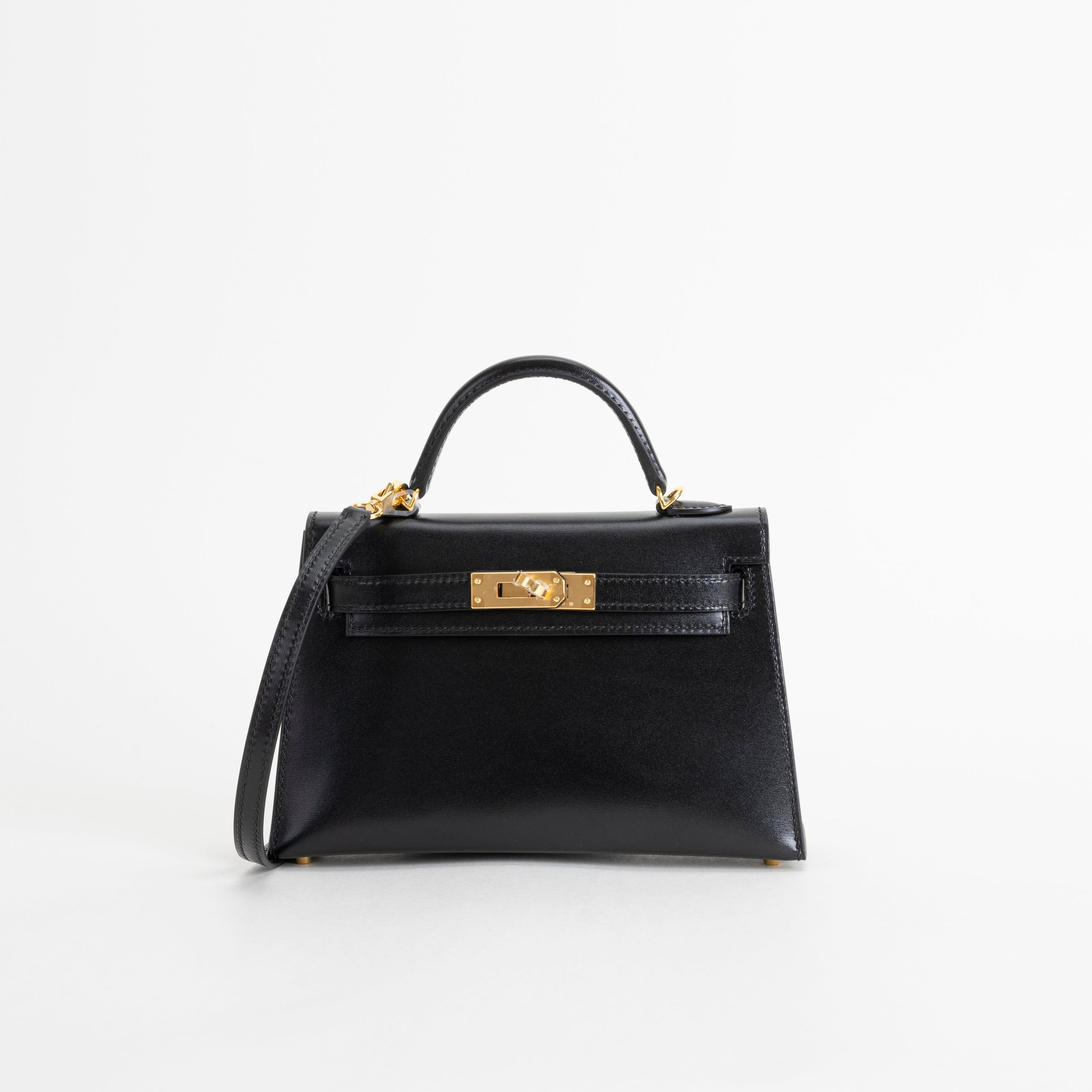 MINI KELLY II (20) BLACK BOX CALF LEATHER WITH GOLD HARDWARE (GHW)