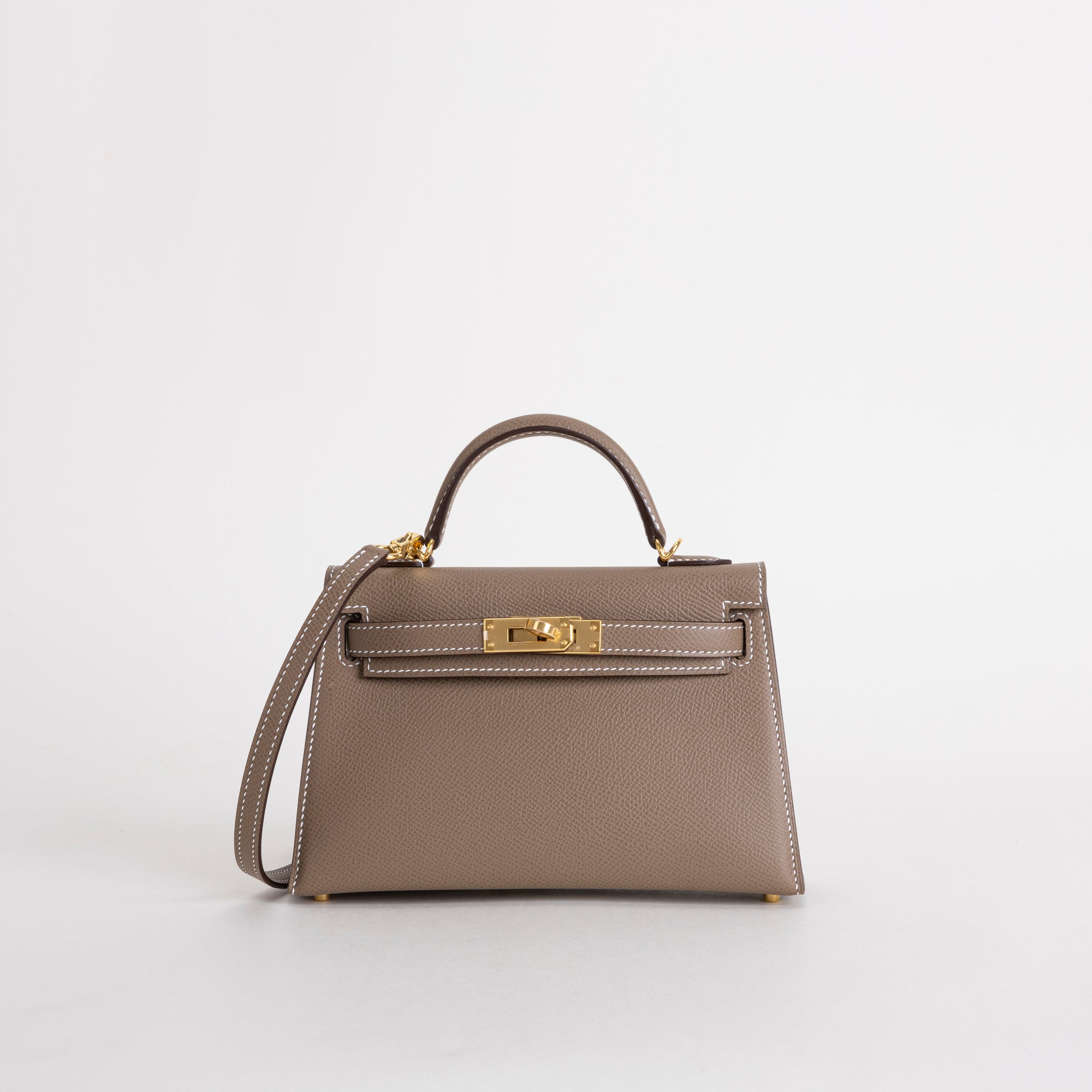 MINI KELLY II (20) EPSOM LEATHER ETOUPE WITH GOLD HARDWARE (GHW)