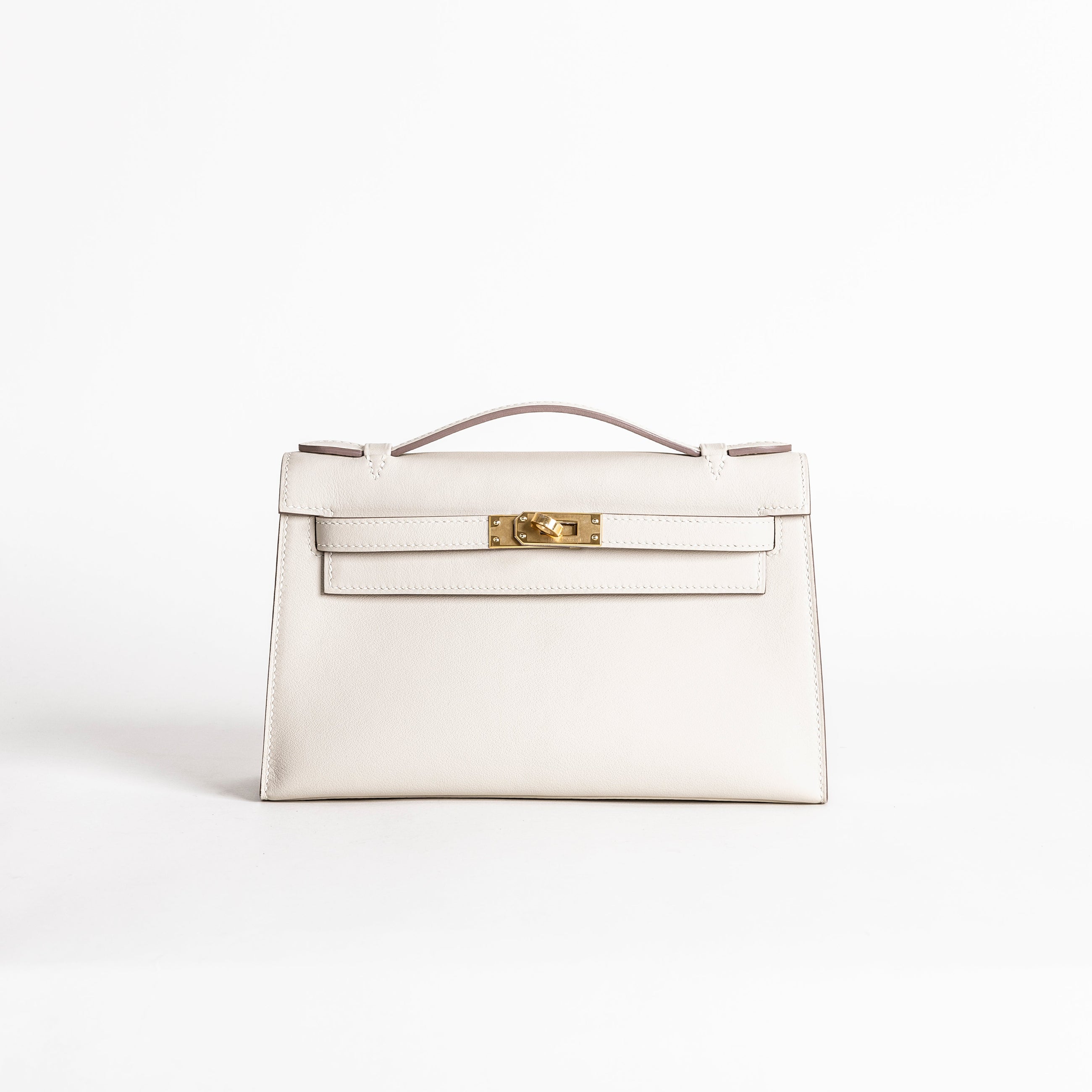 KELLY POCHETTE SWIFT LEATHER CRAIE WITH GOLD HARDWARE (GHW)