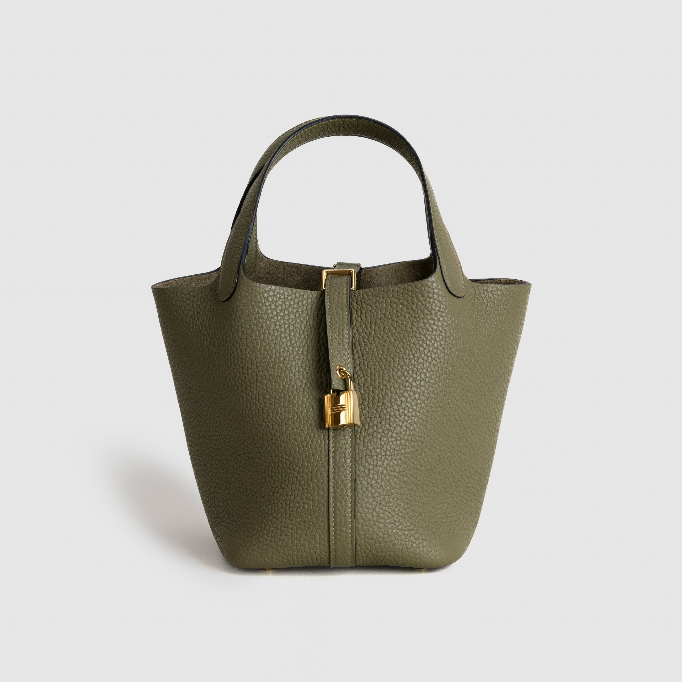 PICOTIN 18 LOCK CLEMENCE LEATHER VERT OLIVE WITH GOLD HARDWARE (GHW)