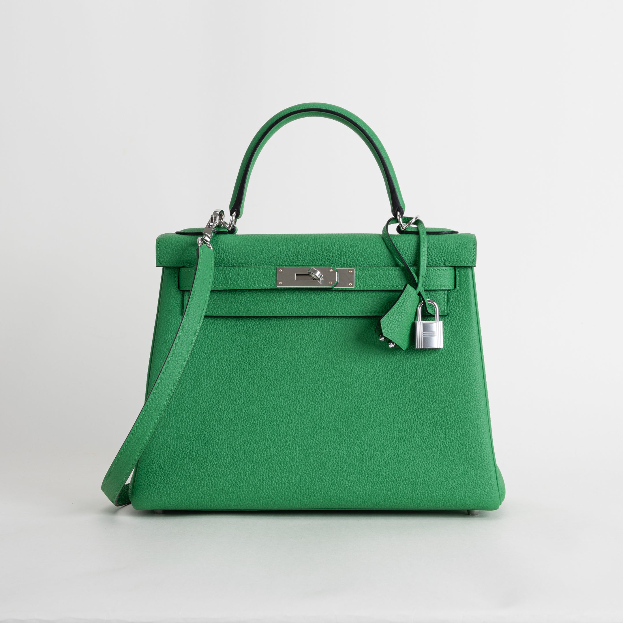 KELLY 28 TOGO LEATHER BAMBOO (GREEN) WITH PALLADIUM HARDWARE (PHW)