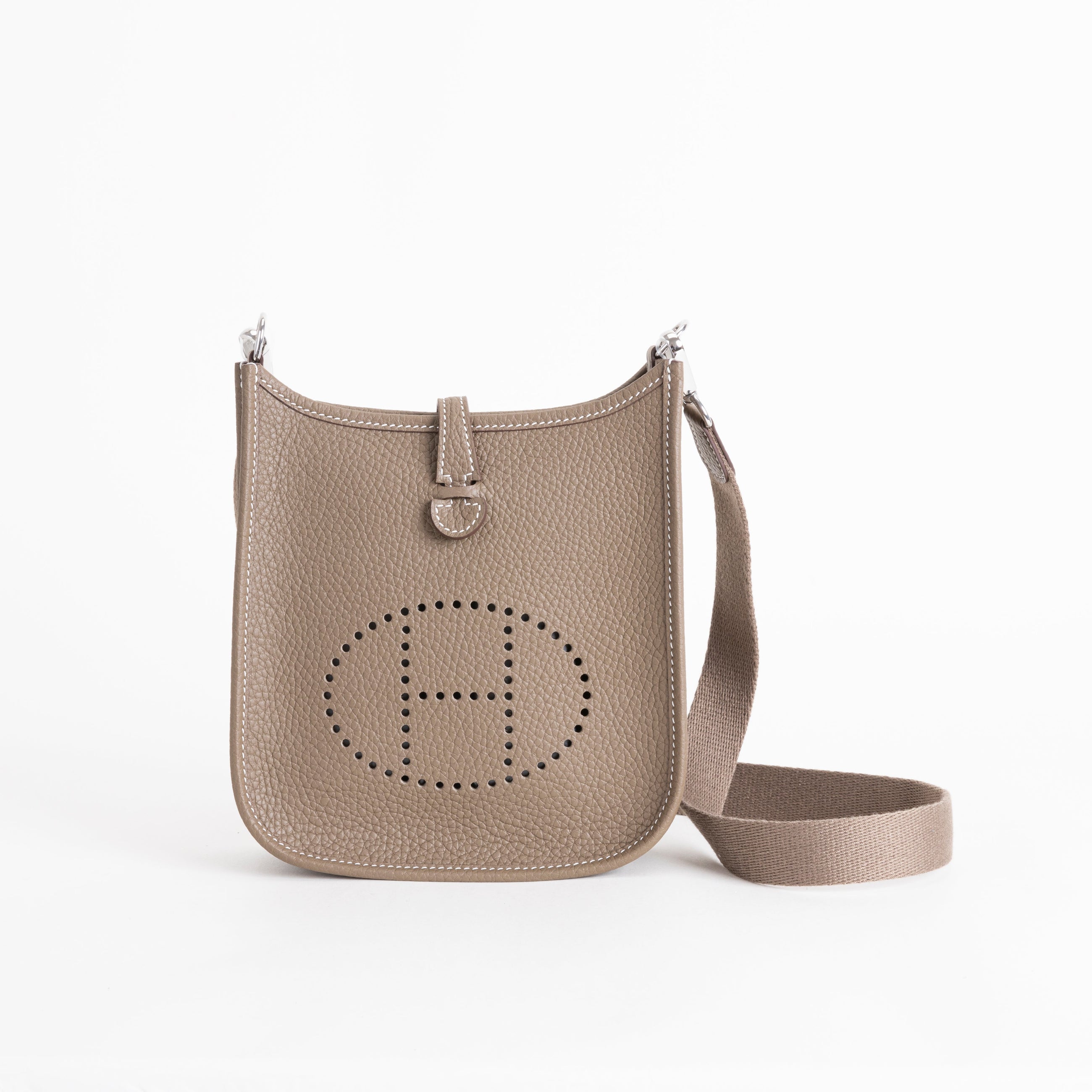 MINI EVELYNE (TPM) CLEMENCE LEATHER ETOUPE WITH PALLADIUM HARDWARE (PHW)