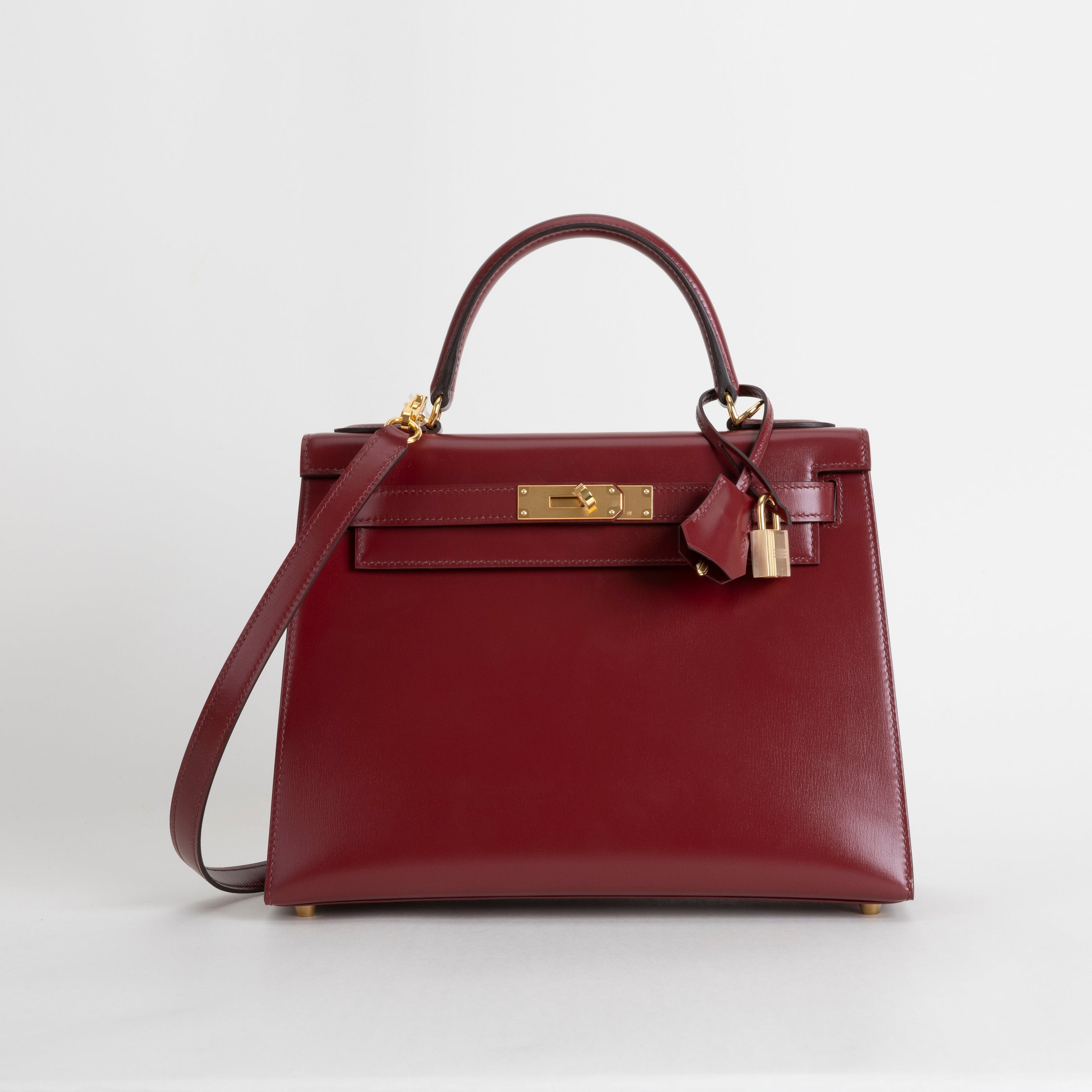 KELLY 28 BOX CALF LEATHER ROUGE H WITH GOLD HARDWARE (GHW)
