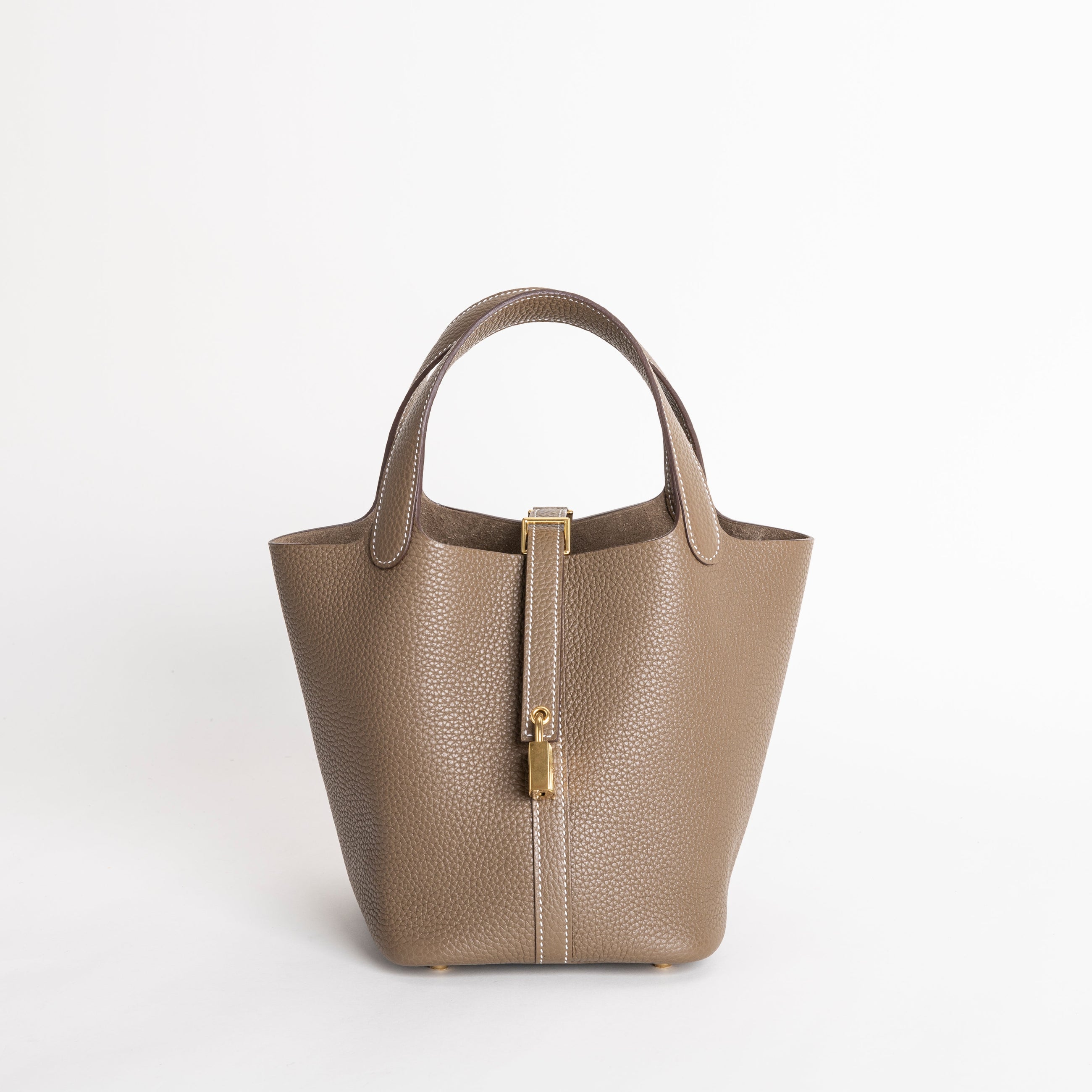 PICOTIN 18 LOCK CLEMENCE LEATHER ETOUPE WITH GOLD HARDWARE (GHW)