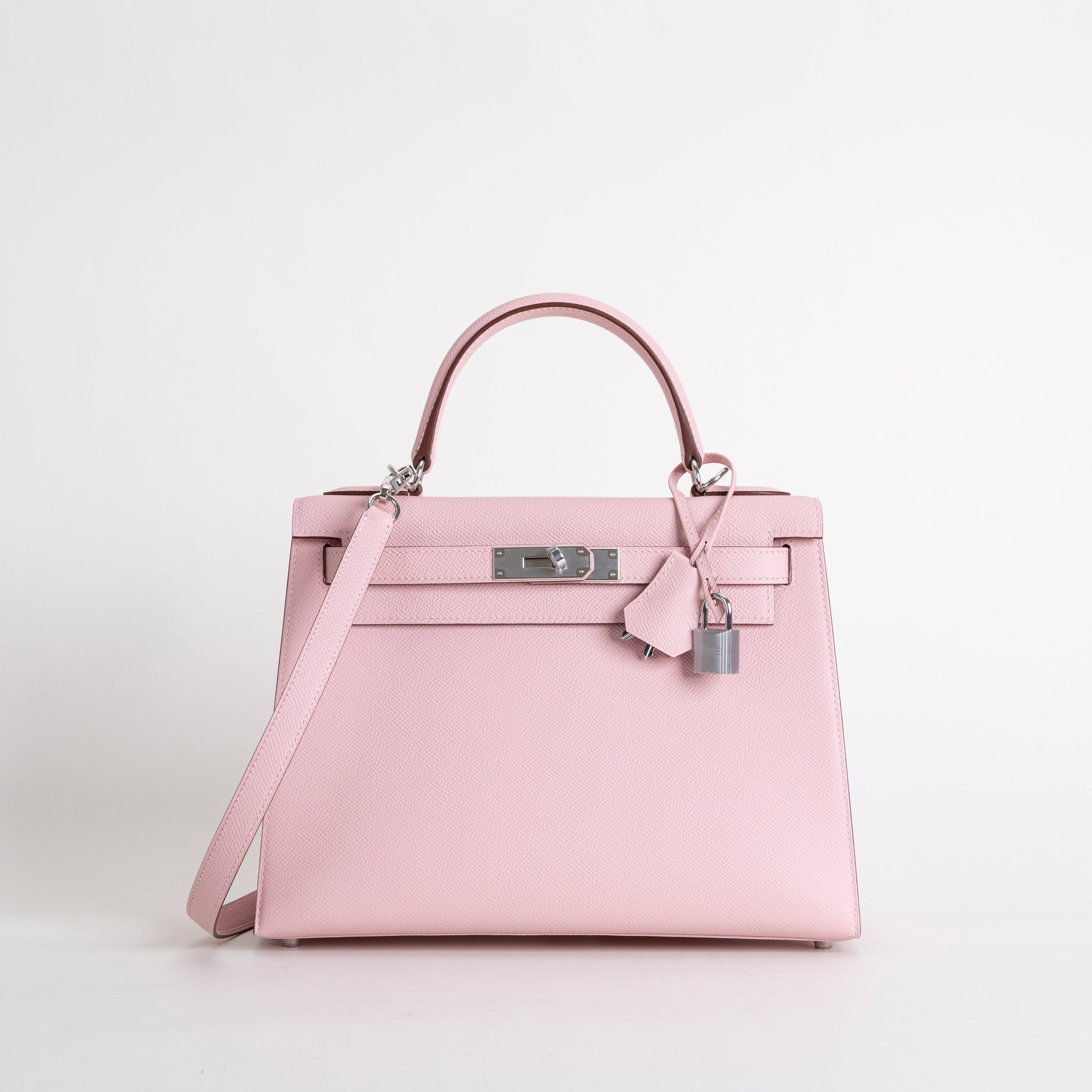 KELLY 28 EPSOM LEATHER ROSE SAKURA WITH PALLADIUM HARDWARE (PHW)