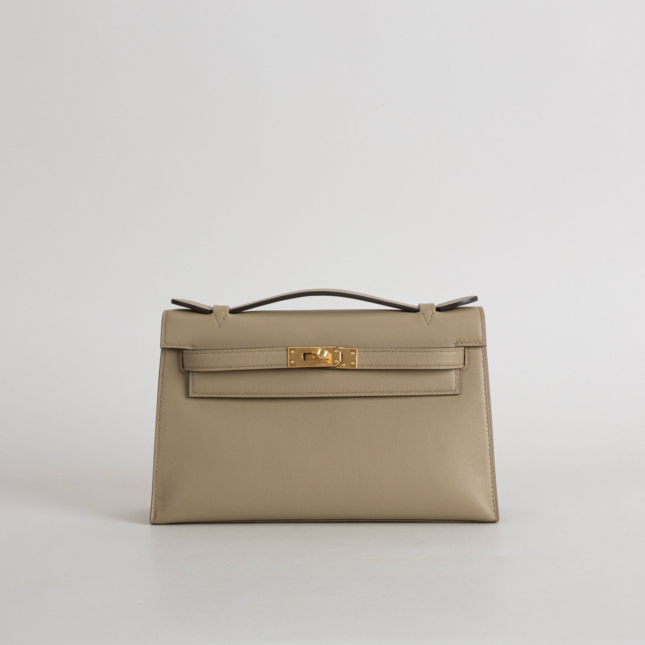 KELLY POCHETTE SWIFT LEATHER BEIGE MARFA WITH GOLD HARDWARE (GHW)