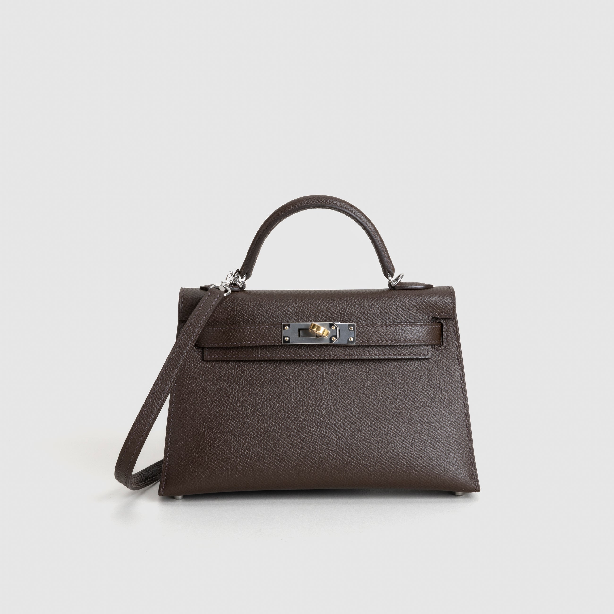 MINI KELLY II (20) EPSOM LEATHER EBENE WITH ELECTRUM HARDWARE (EHW)