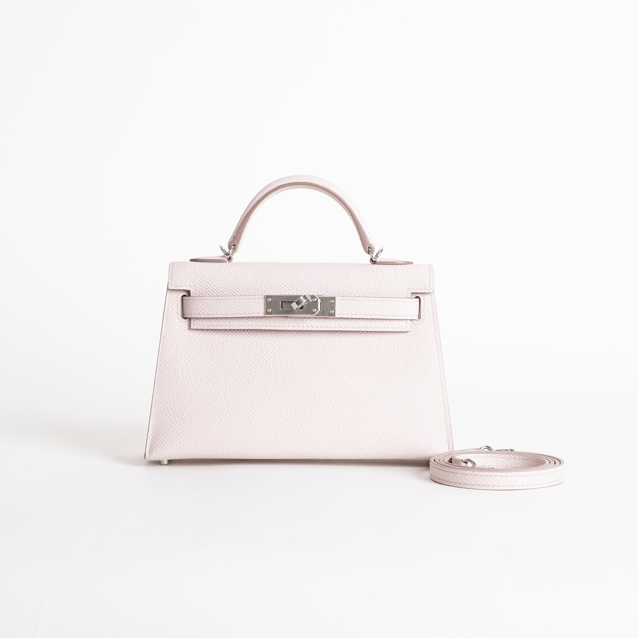 MINI KELLY II (20) EPSOM LEATHER MAUVE PALE WITH PALLADIUM HARDWARE (PHW)
