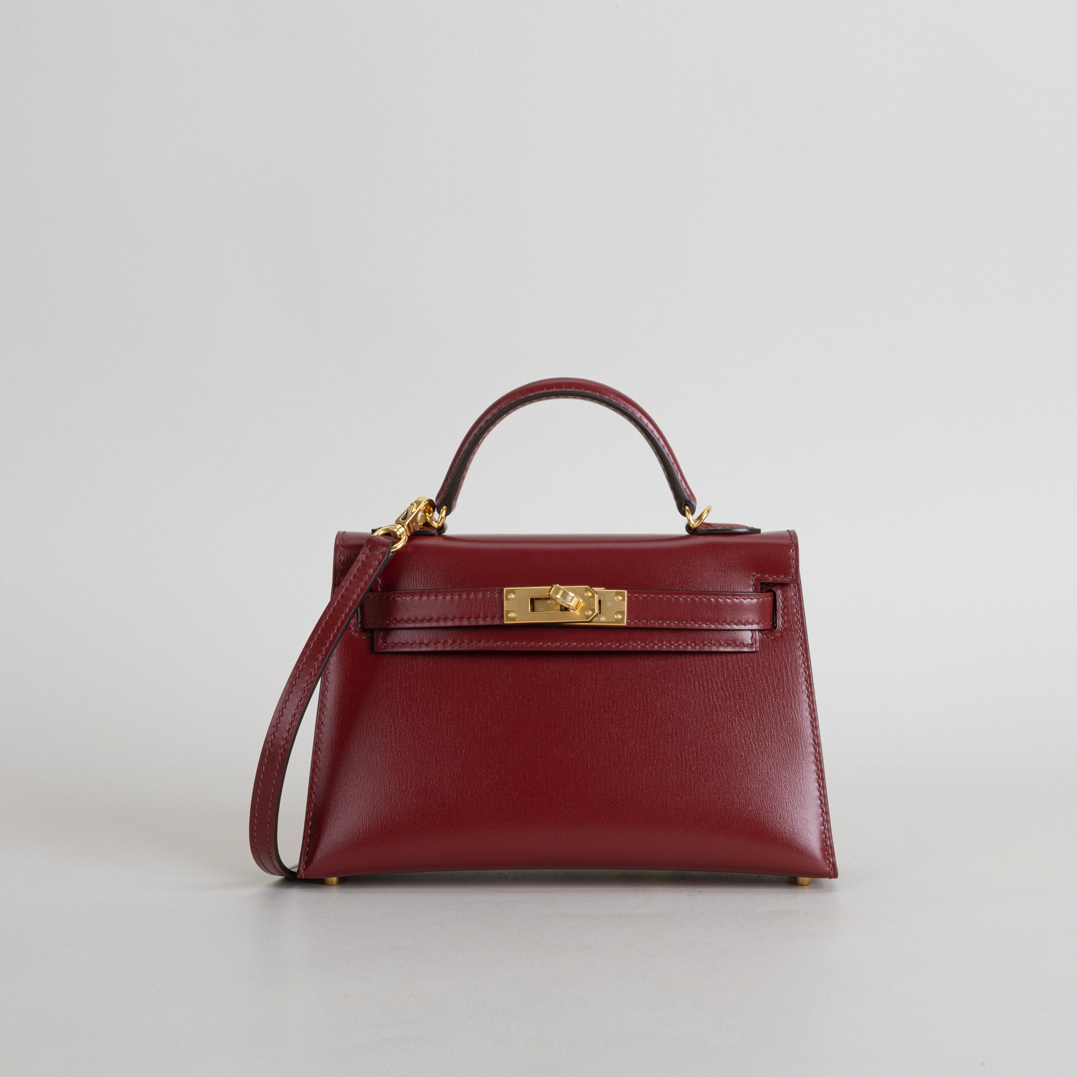 MINI KELLY II (20) BOX CALF LEATHER ROUGE H WITH GOLD HARDWARE (GHW)