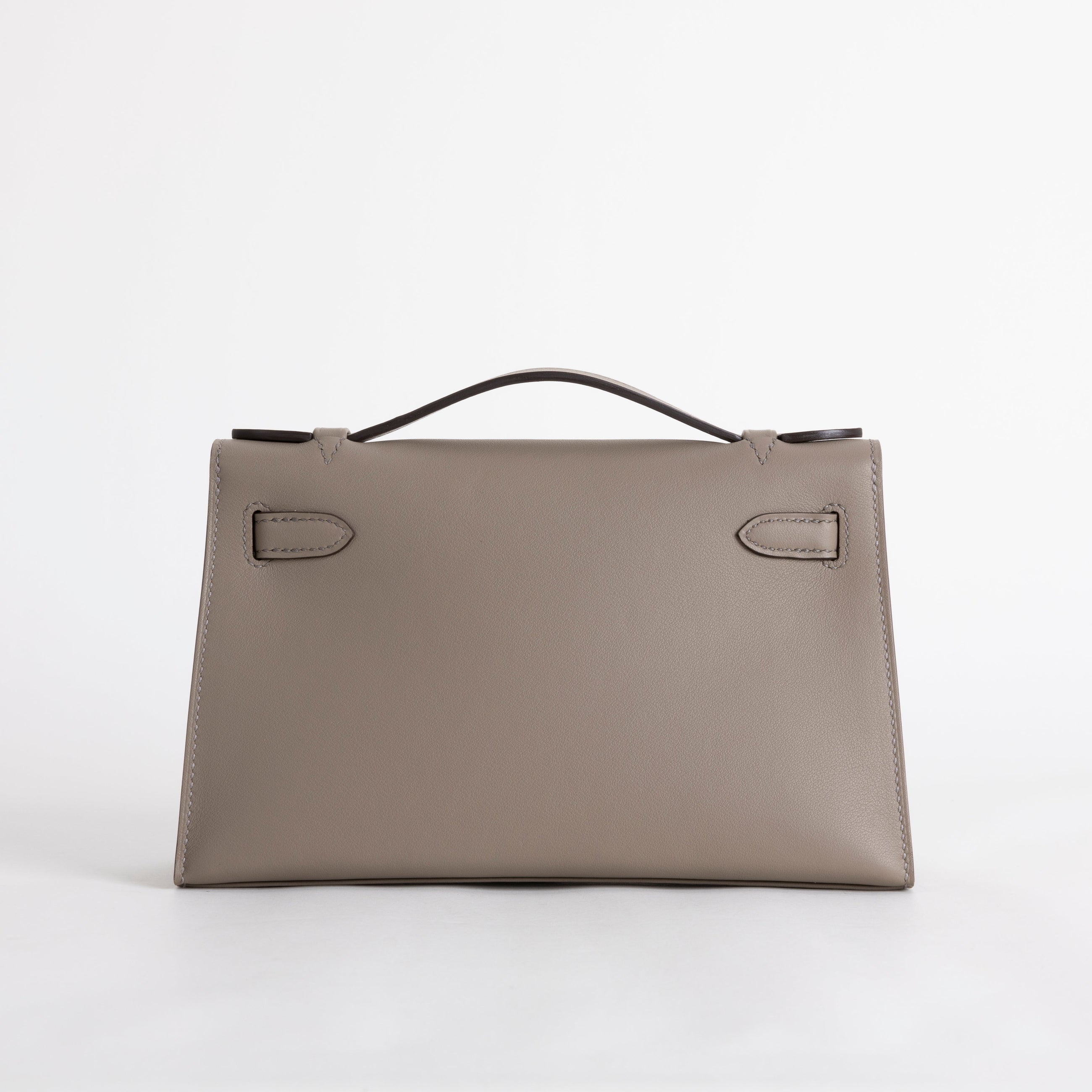 KELLY POCHETTE SWIFT LEATHER GRIS ASPHALTE WITH PALLADIUM HARDWARE (PHW)