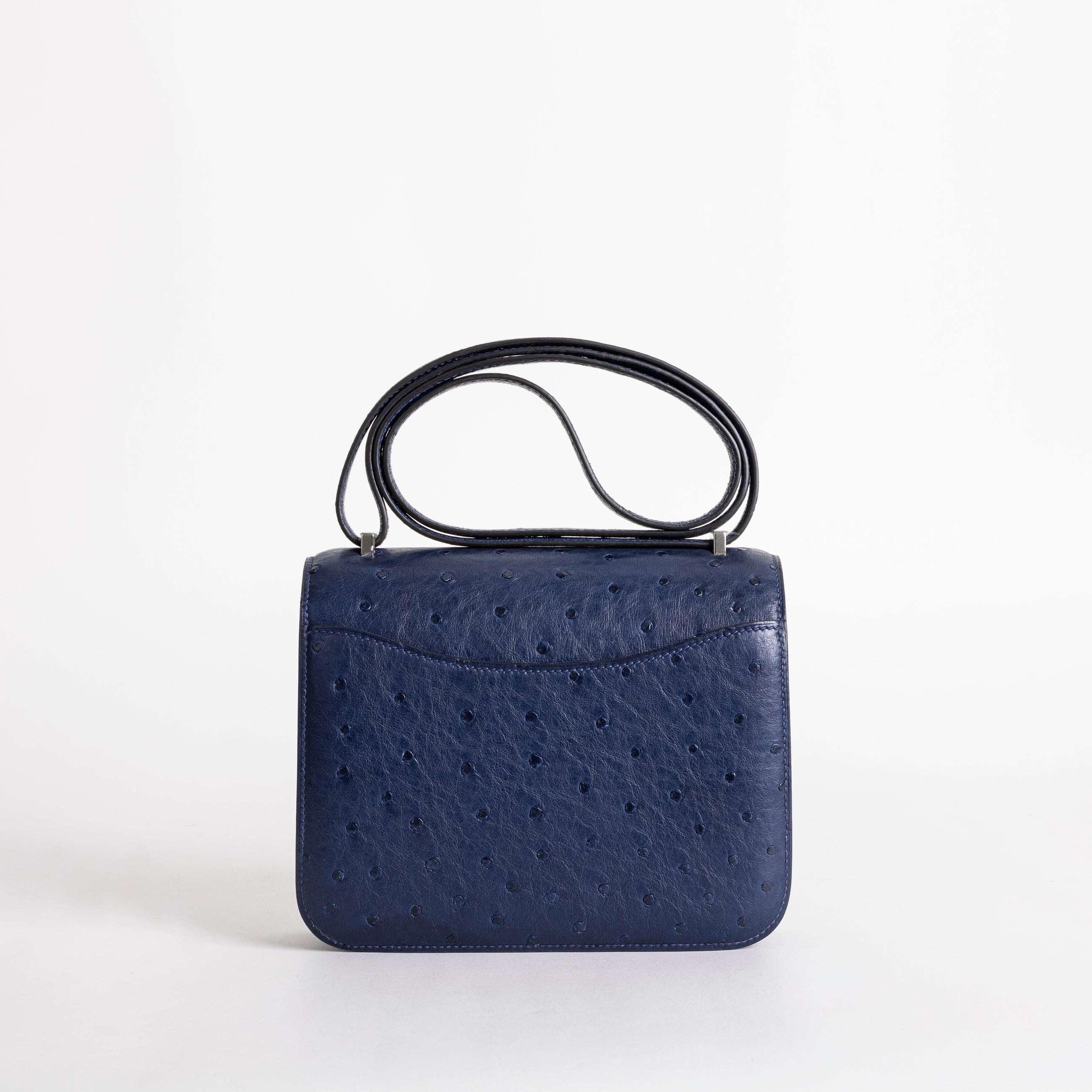 CONSTANCE 18 (MINI) OSTRICH LEATHER BLEU SAPHIR WITH PALLADIUM HARDWARE (PHW)