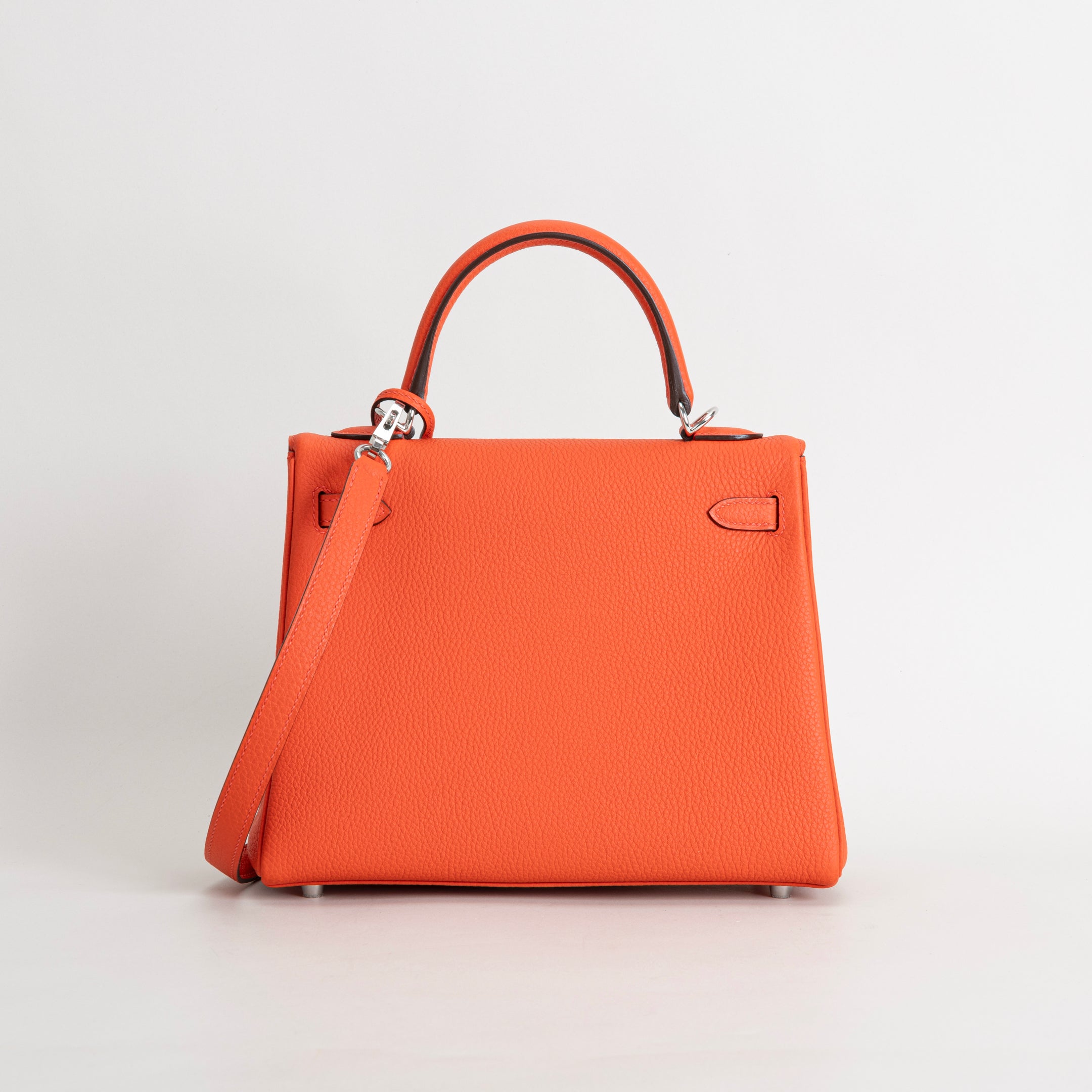 KELLY 25 TOGO LEATHER FEU ORANGE WITH PALLADIUM HARDWARE (PHW)