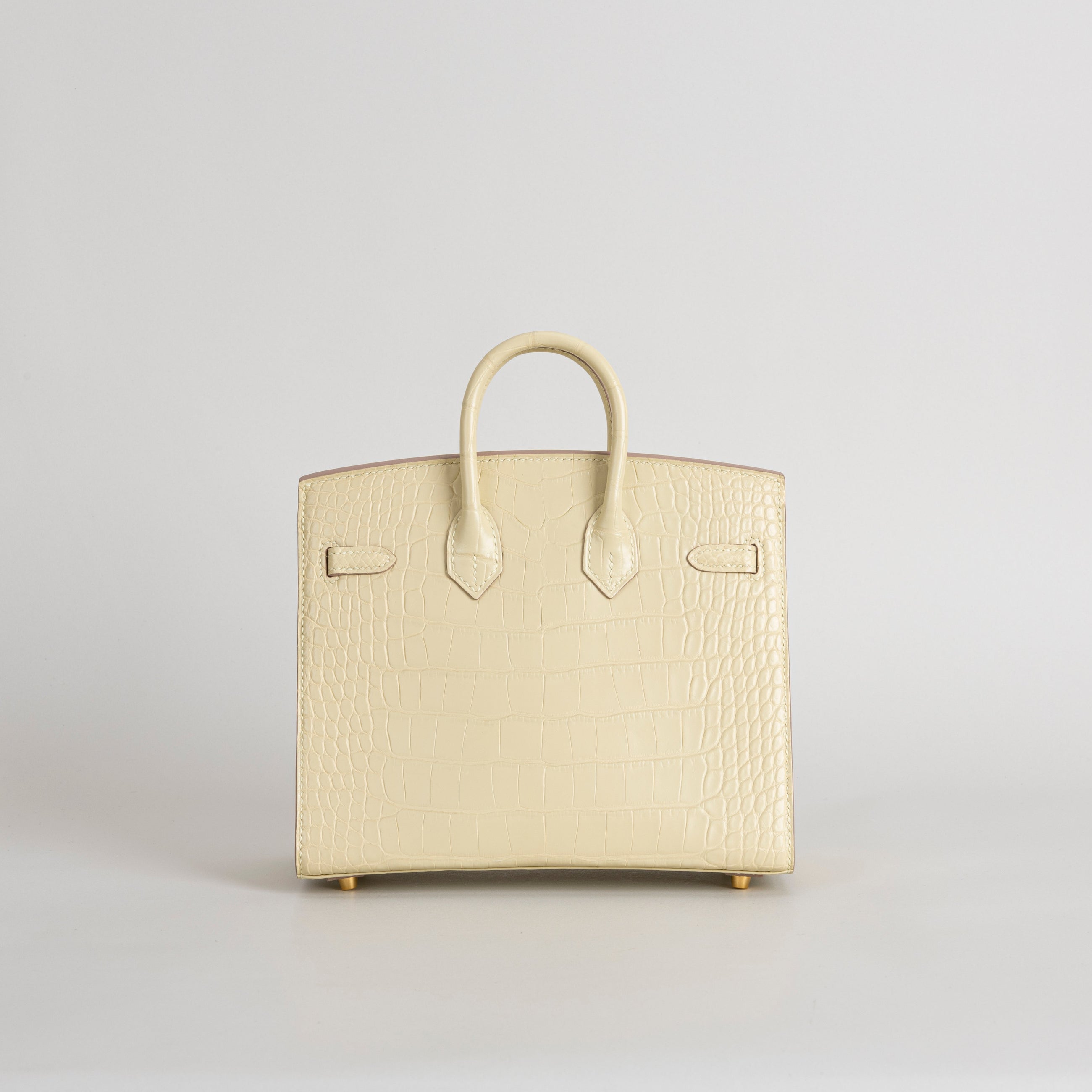 BIRKIN 20 (SELLIER SHAPE) MATTE MISSISSIPPIENSIS ALLIGATOR LEATHER VANILLA WITH GOLD HARDWARE (GHW)