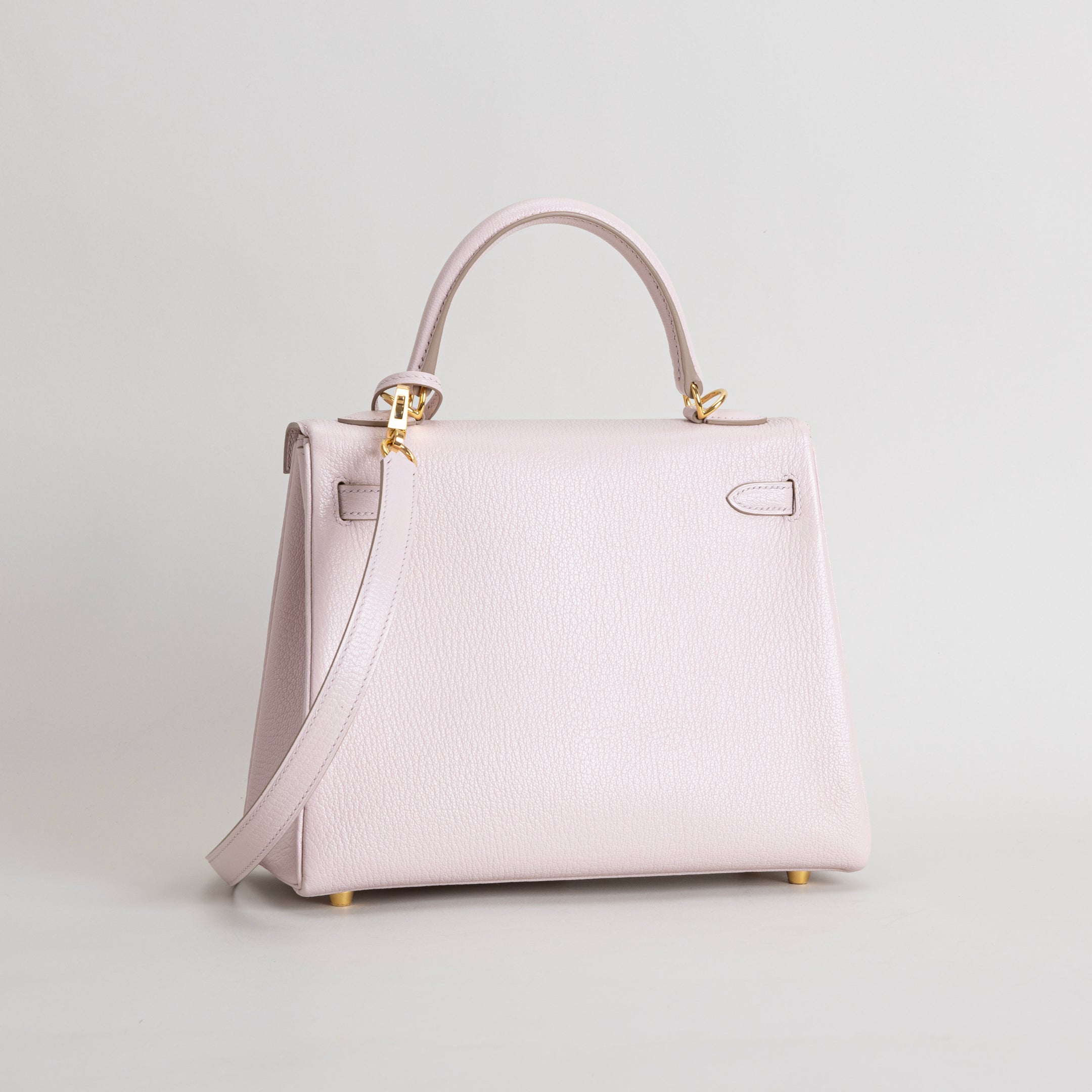 KELLY 25 CHEVRE LEATHER ROSE DARLING WITH GOLD HARDWARE (GHW)