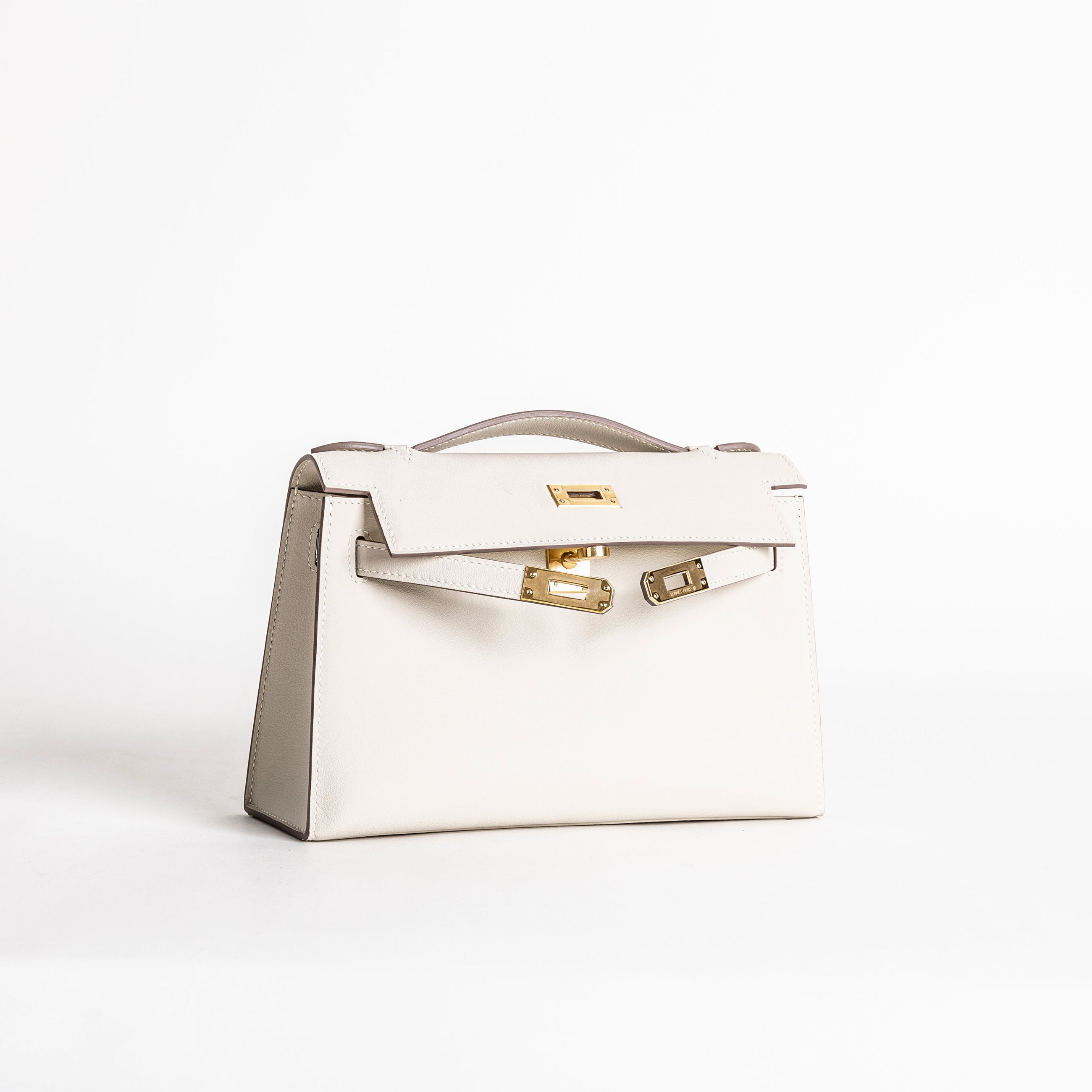 KELLY POCHETTE SWIFT LEATHER CRAIE WITH GOLD HARDWARE (GHW)
