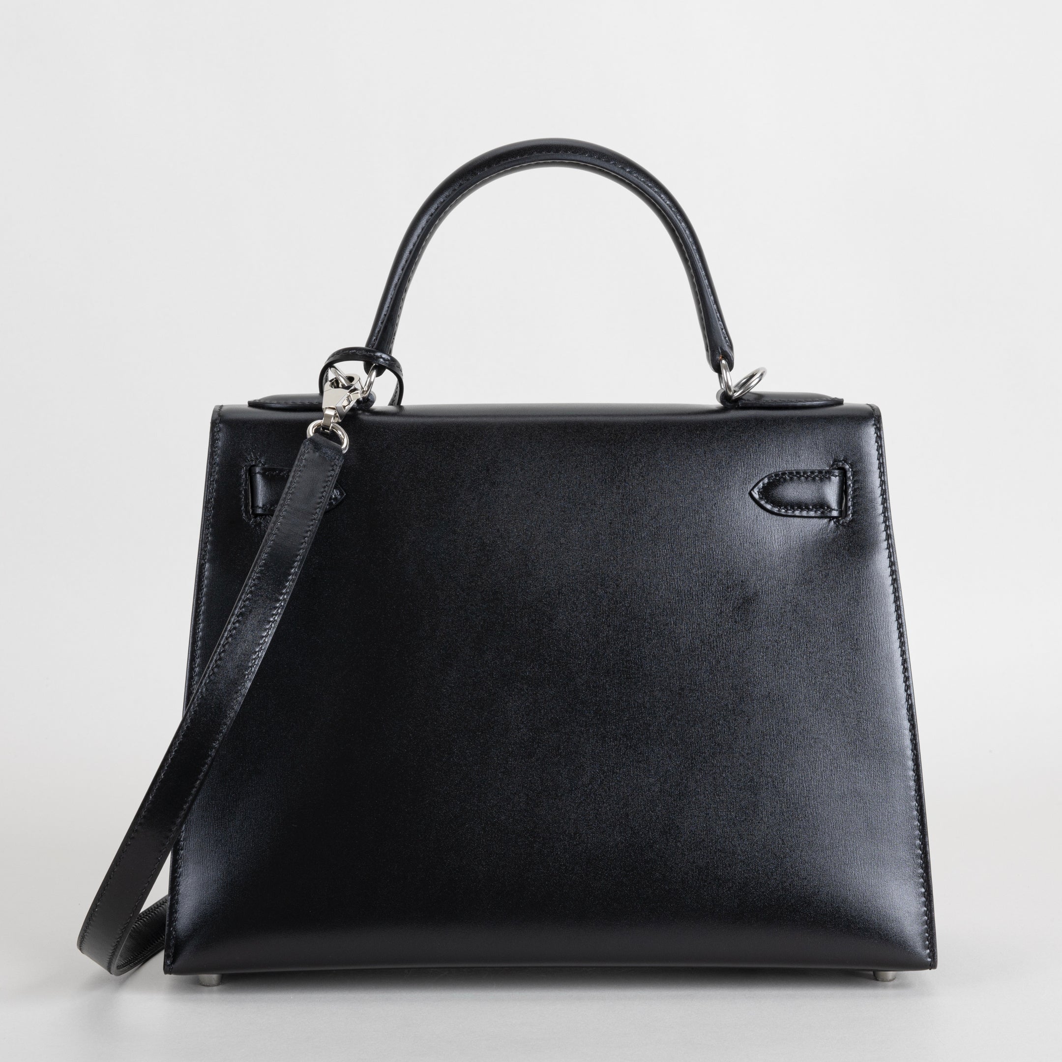KELLY 28 BLACK BOX CALF LEATHER WITH PALLADIUM HARDWARE (PHW)