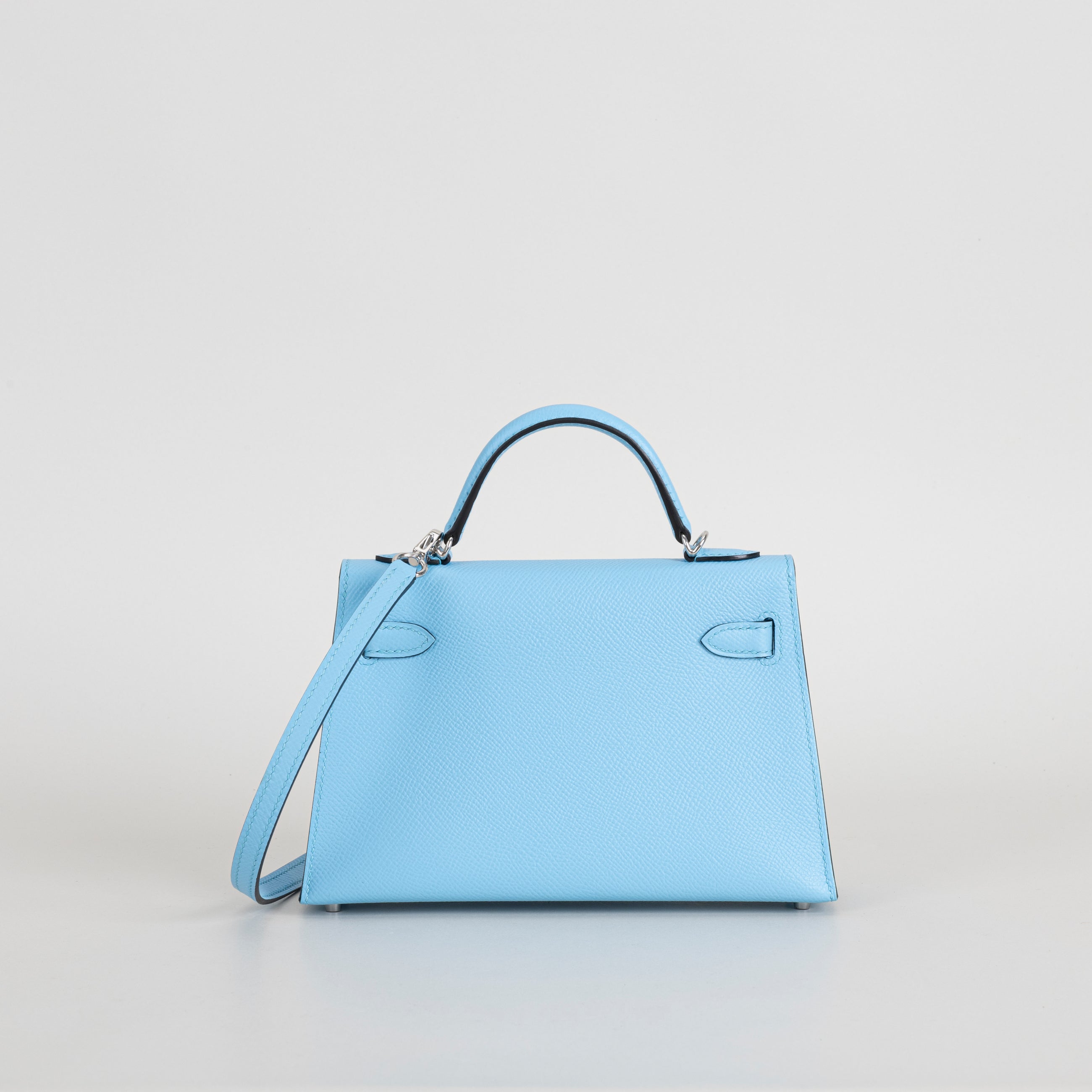 MINI KELLY II (20) EPSOM LEATHER CELESTE WITH PALLADIUM HARDWARE (PHW)